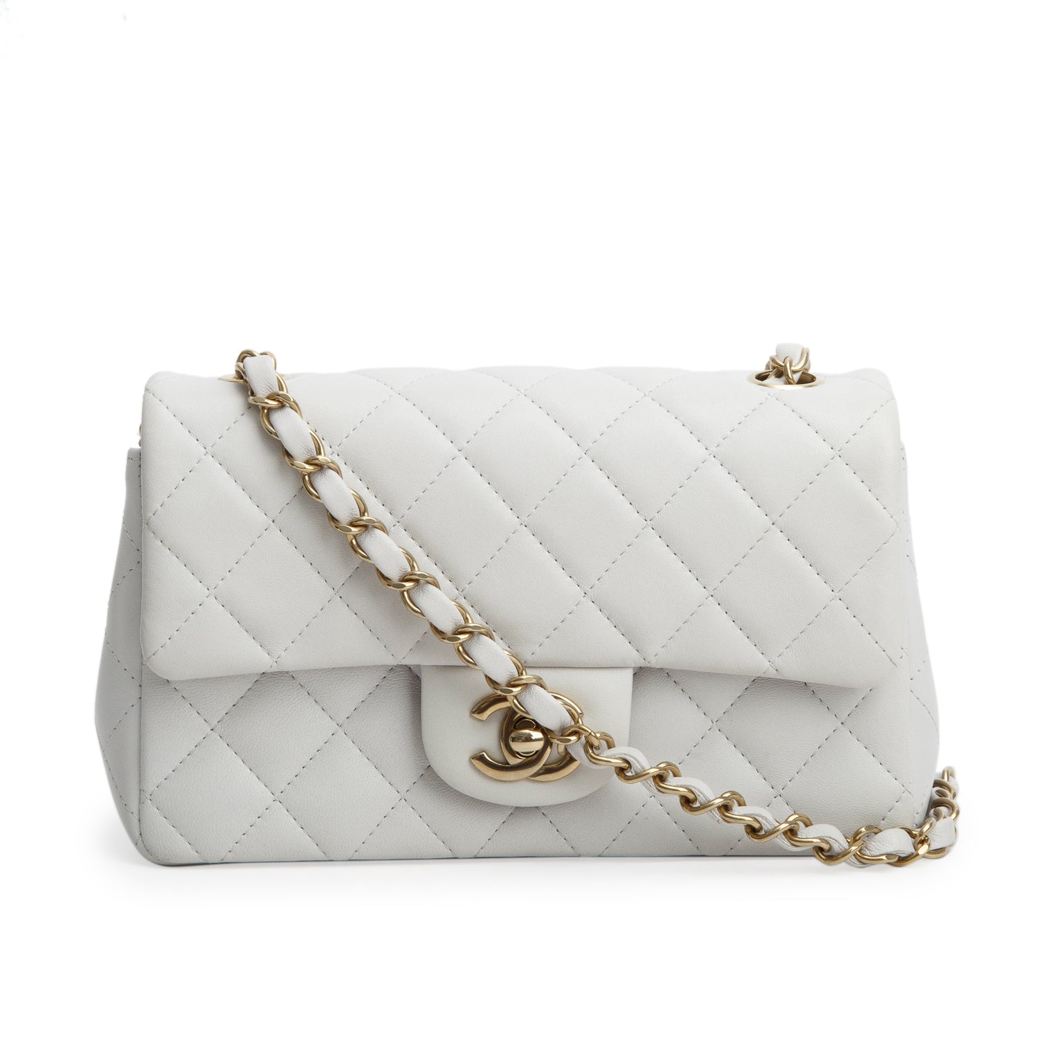 Chanel Grey Lambskin Quilted Mini Rectangular Flap Bag