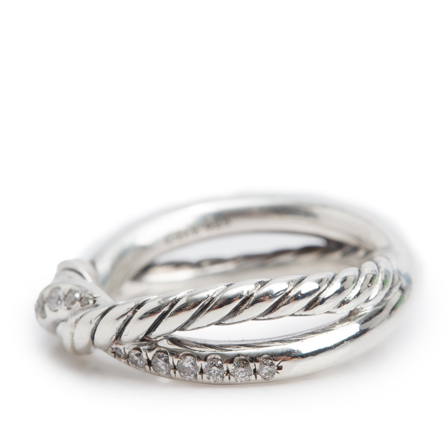 David Yurman Sterling Silver Diamond Petite Infinity Band Ring, Size 5