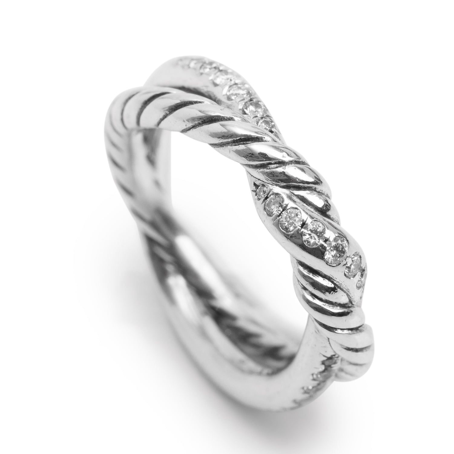 David Yurman Sterling Silver Diamond Petite Infinity Band Ring, Size 5