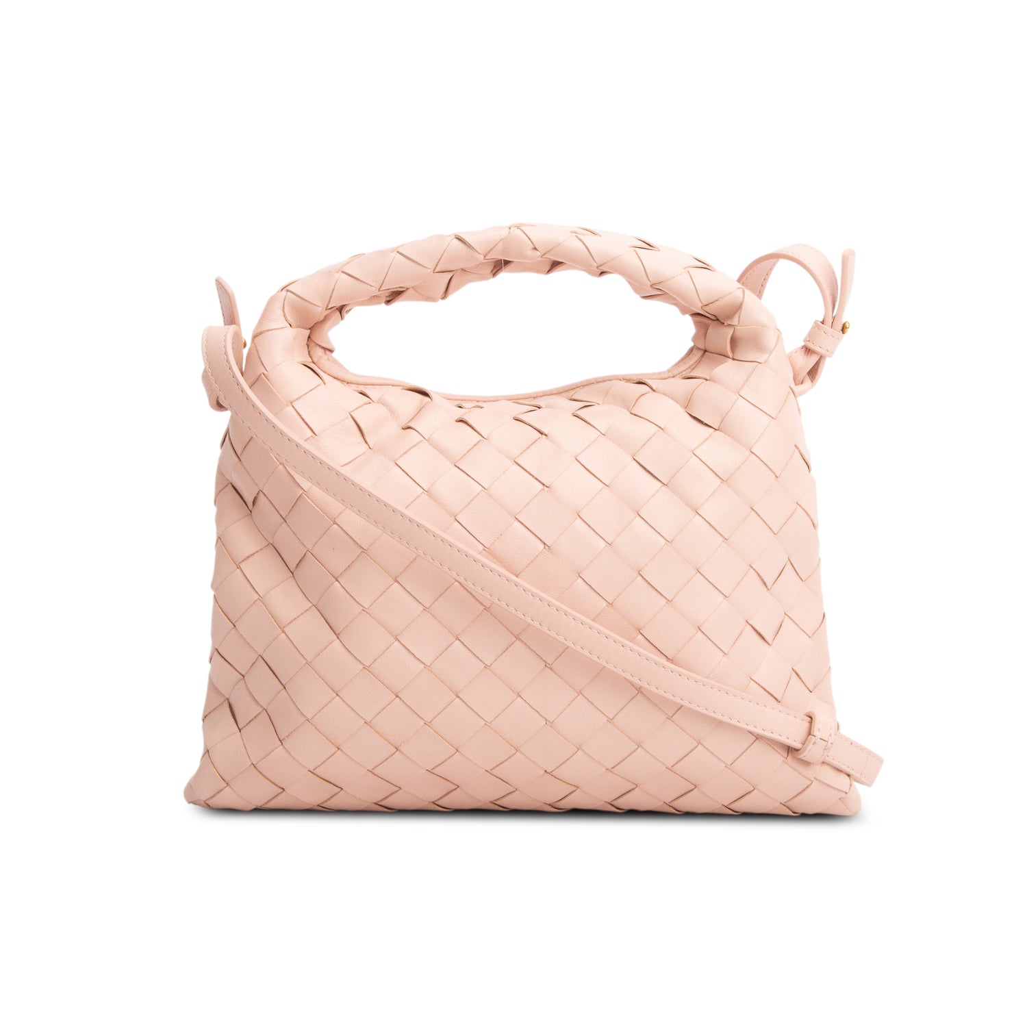 Bottega Veneta Pink Calfskin Intrecciato Mini Hop w/ Strap
