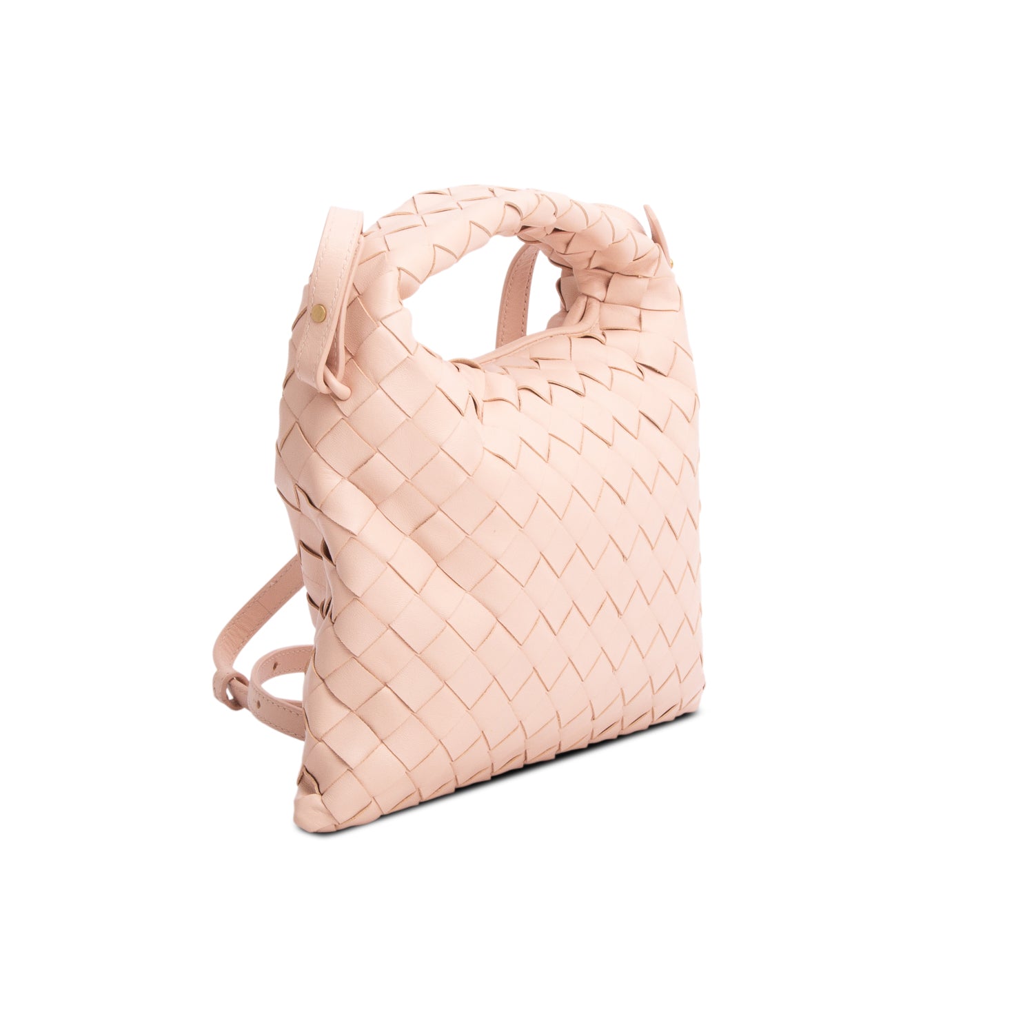 Bottega Veneta Pink Calfskin Intrecciato Mini Hop w/ Strap