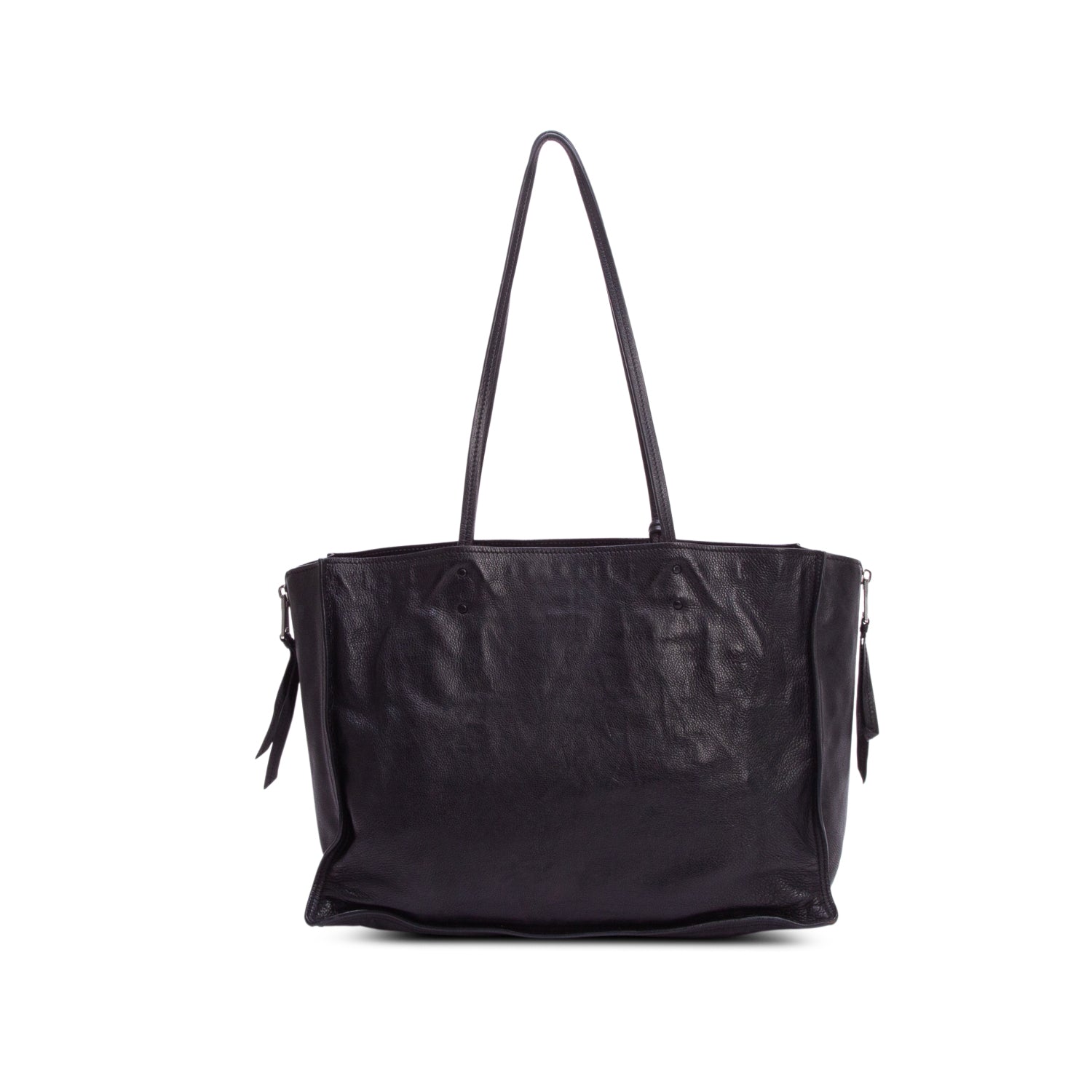 Prada Black Glace Calf Etiquette Tote Bag w/ Authenticity Card