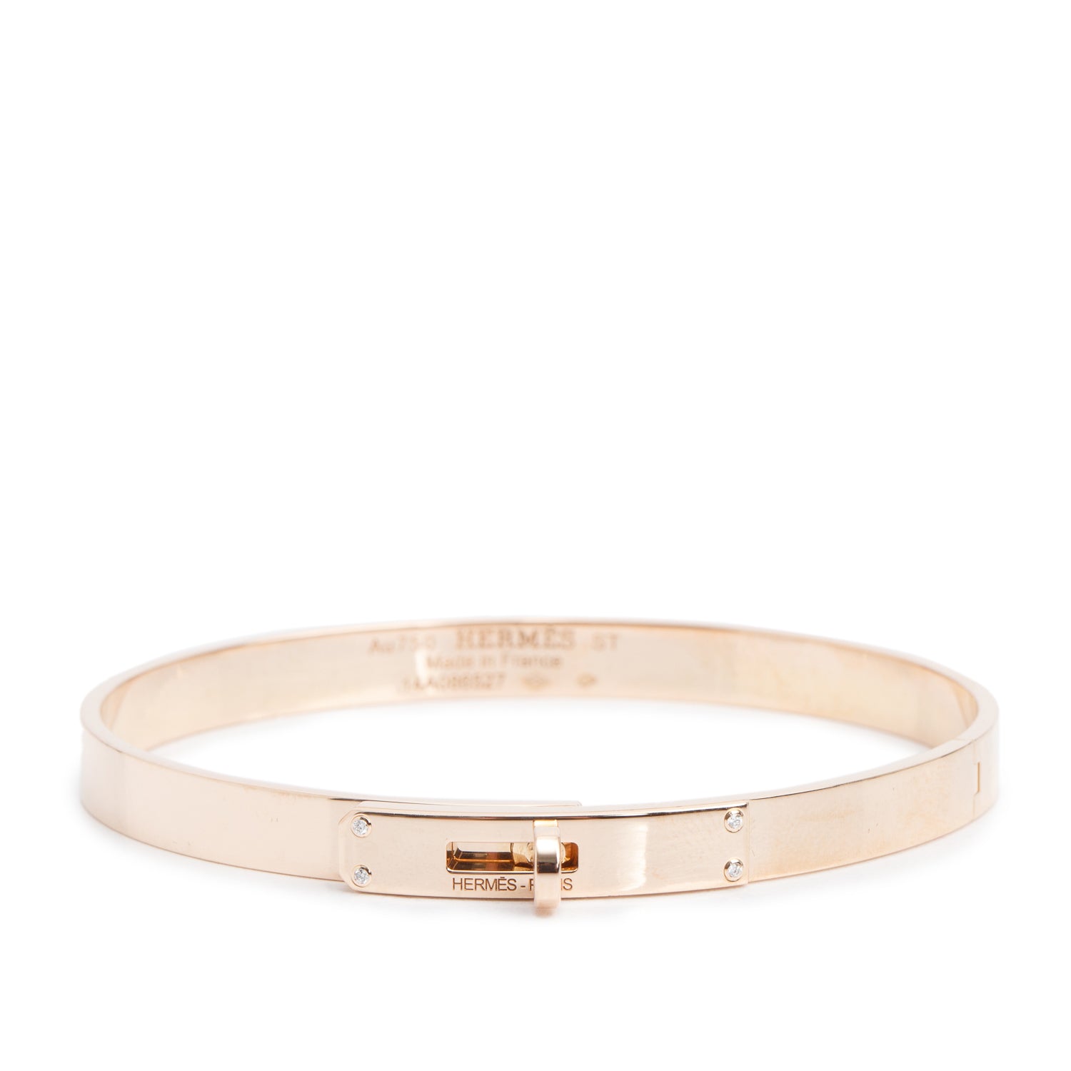 Hermes 18k Rose Gold Diamond Kelly Bracelet, Small Model w/ Box