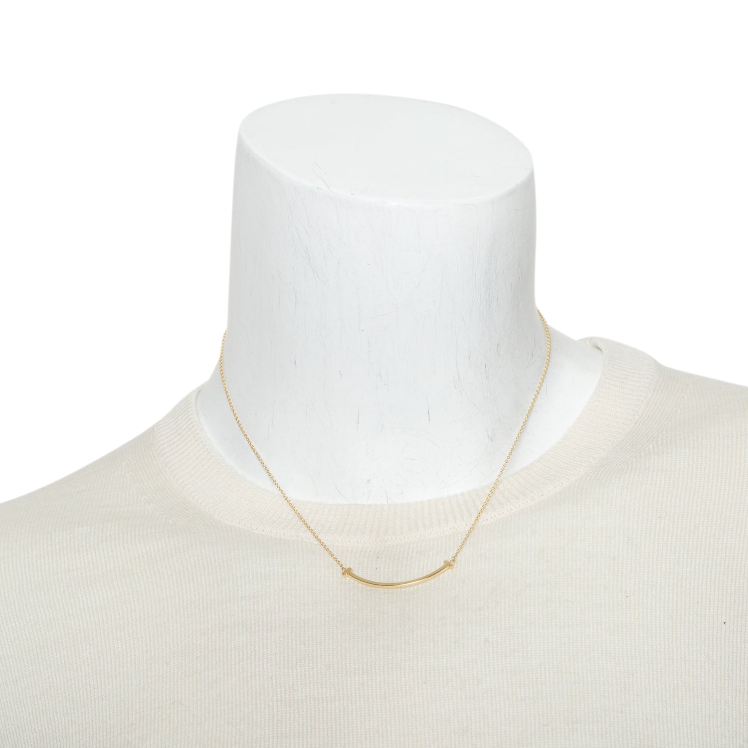 Tiffany & Co. 18k Yellow Gold Small T Smile Pendant Necklace w/ Box