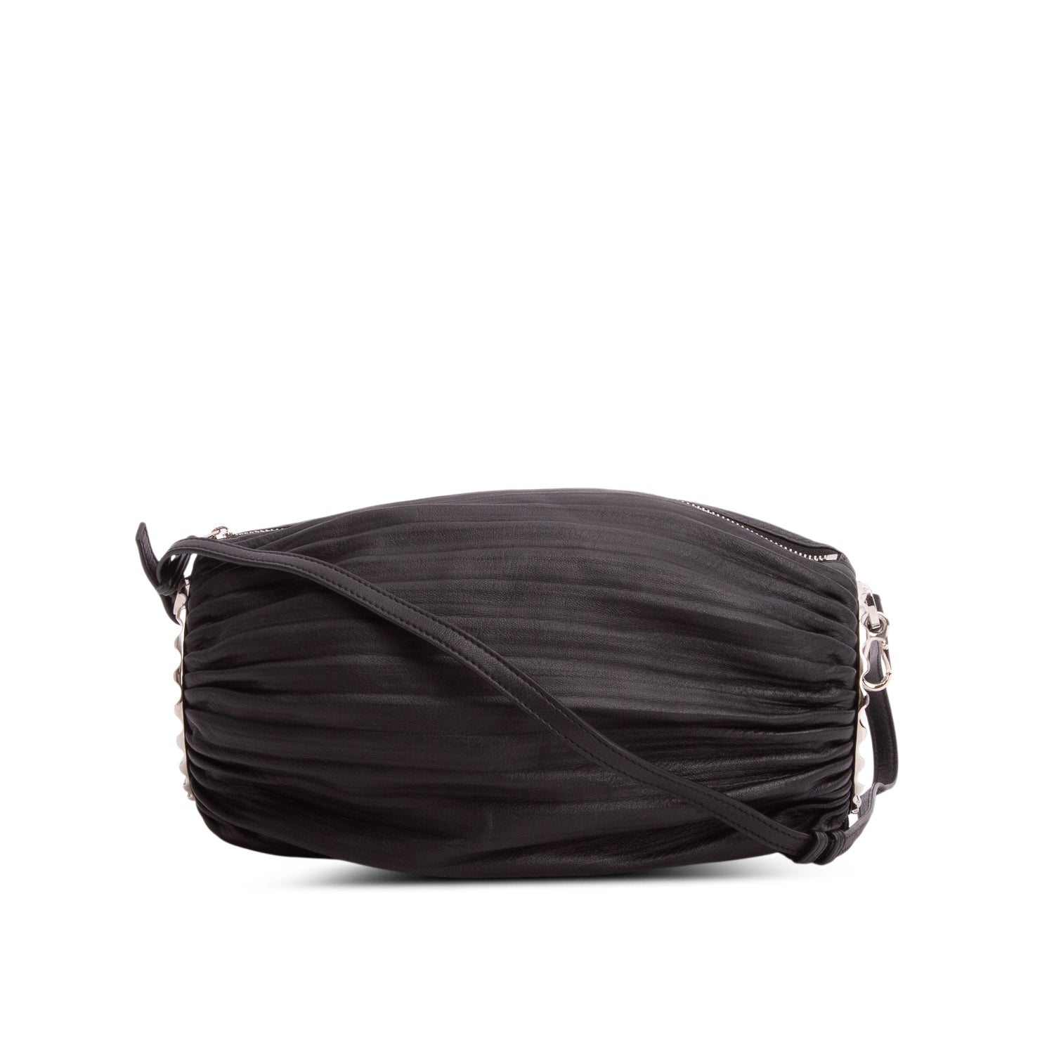 Loewe Black Lambskin Pleated Bracelet Pouch Shoulder Bag