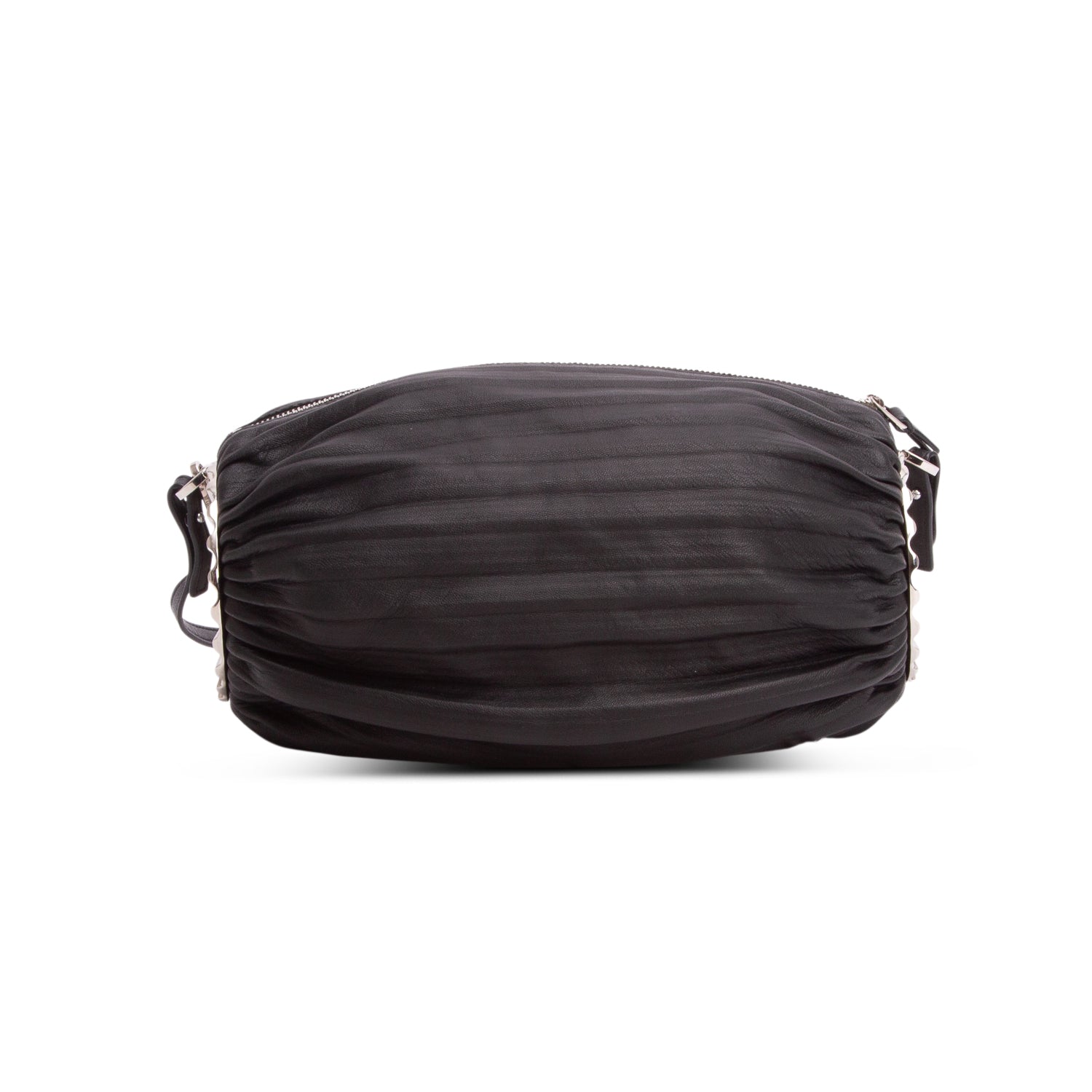 Loewe Black Lambskin Pleated Bracelet Pouch Shoulder Bag