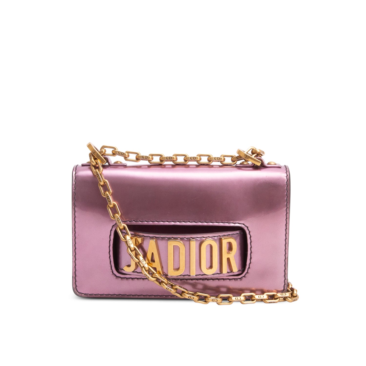 Christian Dior Pink Metallic Calfskin J'Adior Mini Chain Flap Bag