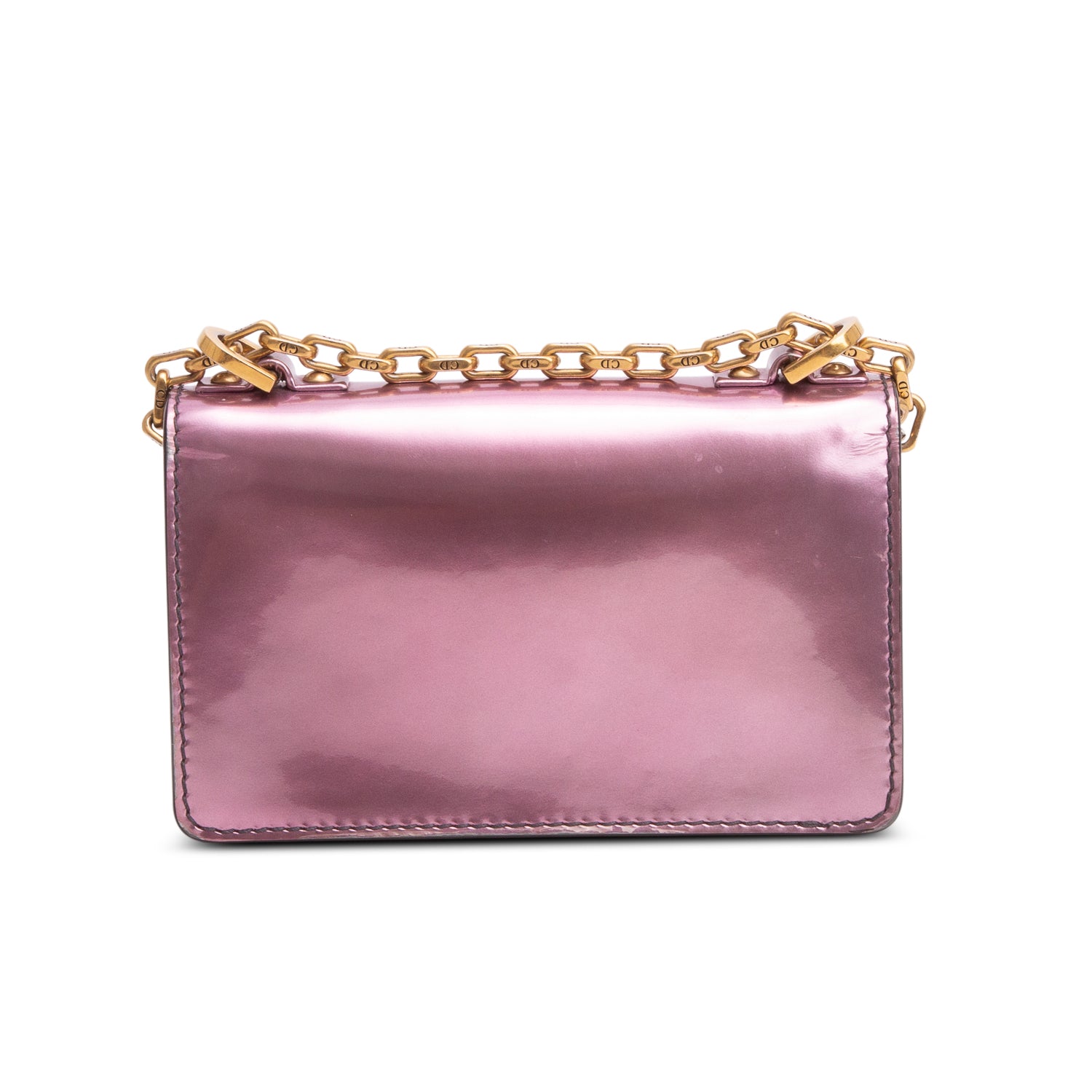 Christian Dior Pink Metallic Calfskin J'Adior Mini Chain Flap Bag