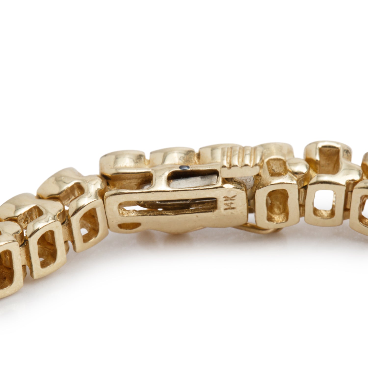 14k Yellow Gold & Diamond Casted Link Bracelet