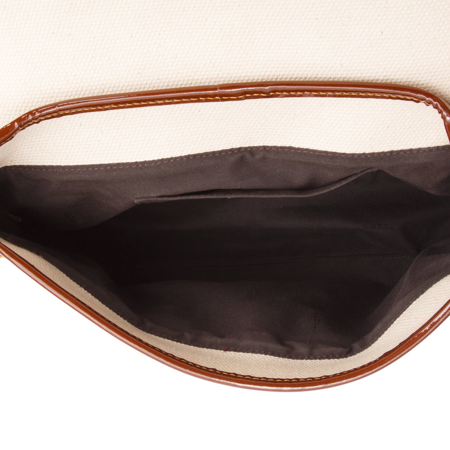 Fendi Cream Toile Patent Calfskin B Bag