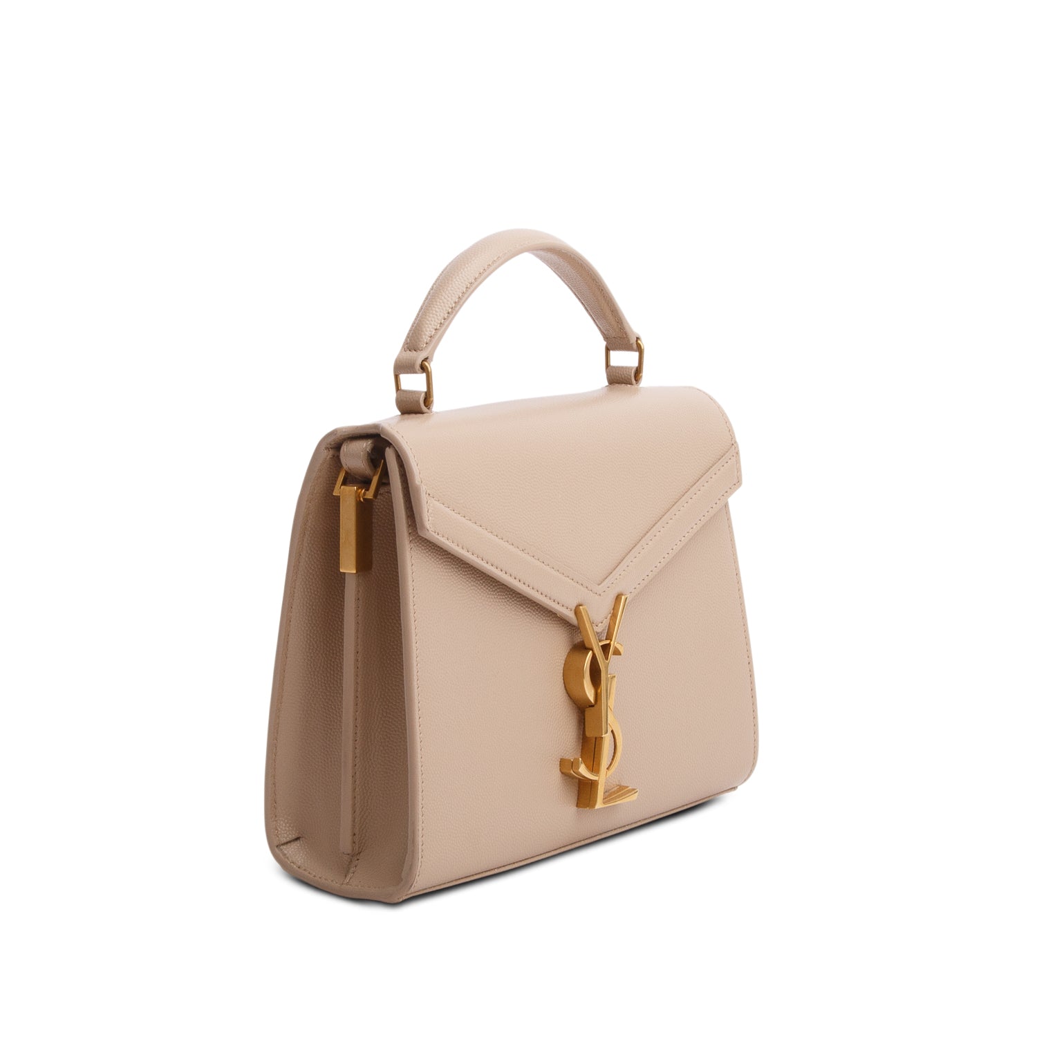 Saint Laurent 2023 Beige Grain de Poudre Mini Classic Monogram Cassandre Top Handle w/ Strap