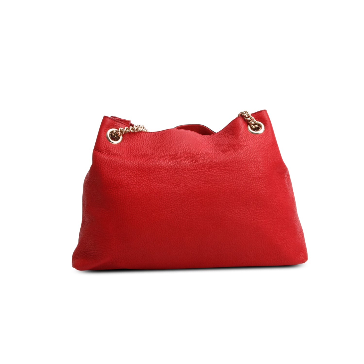 Gucci Red Pebbled Calfskin Medium Soho Chain Shoulder Bag