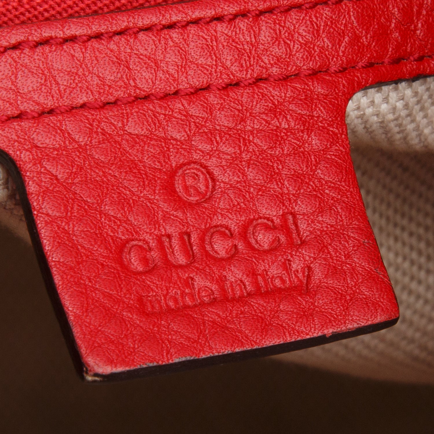Gucci Red Pebbled Calfskin Medium Soho Chain Shoulder Bag