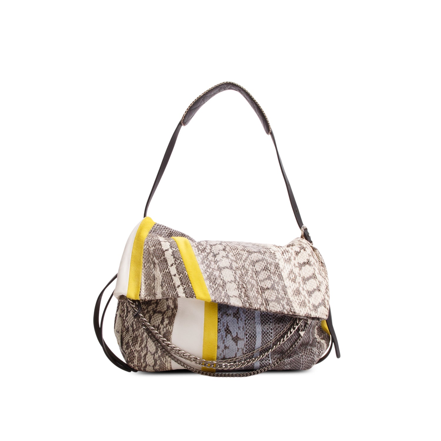 Jimmy Choo Multicolor Snake Embossed Fold Over Tote w/ Authenticity Card