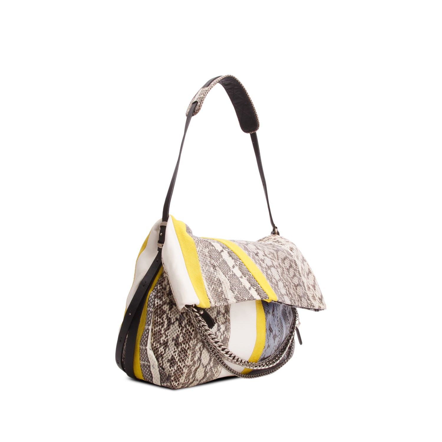 Jimmy Choo Multicolor Snake Embossed Fold Over Tote w/ Authenticity Card