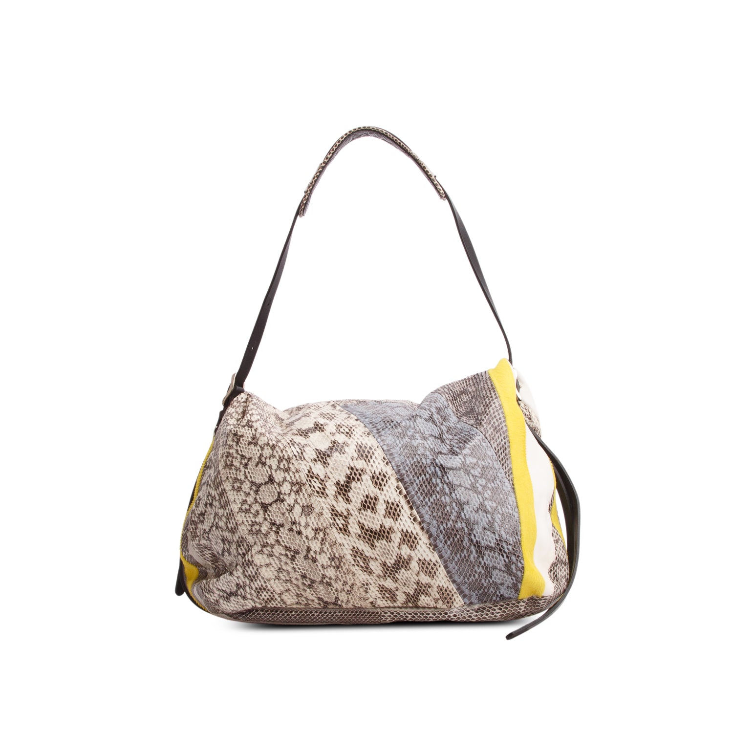 Jimmy Choo Multicolor Snake Embossed Fold Over Tote w/ Authenticity Card