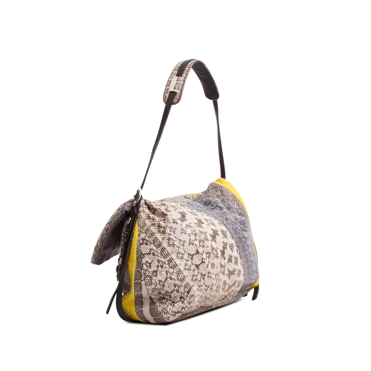 Jimmy Choo Multicolor Snake Embossed Fold Over Tote w/ Authenticity Card