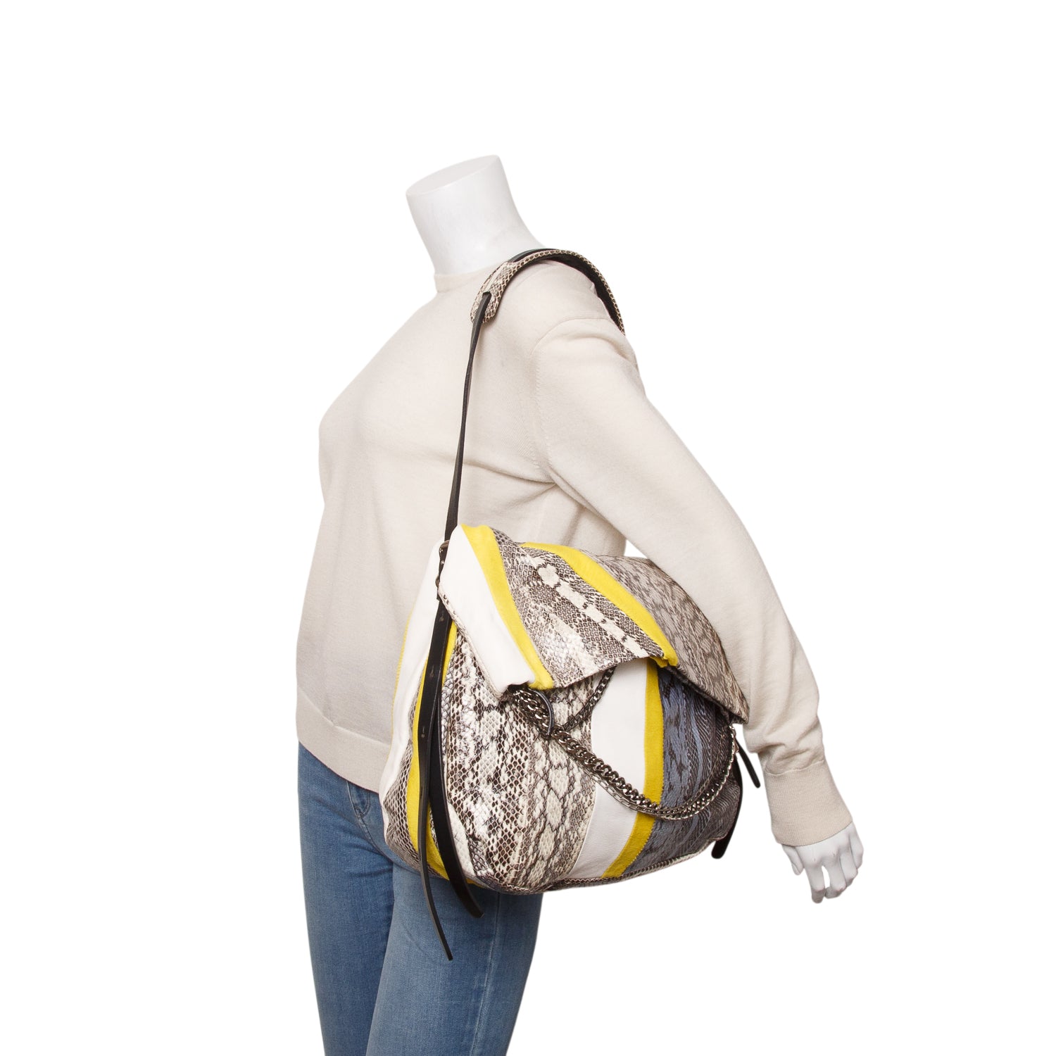 Jimmy Choo Multicolor Snake Embossed Fold Over Tote w/ Authenticity Card