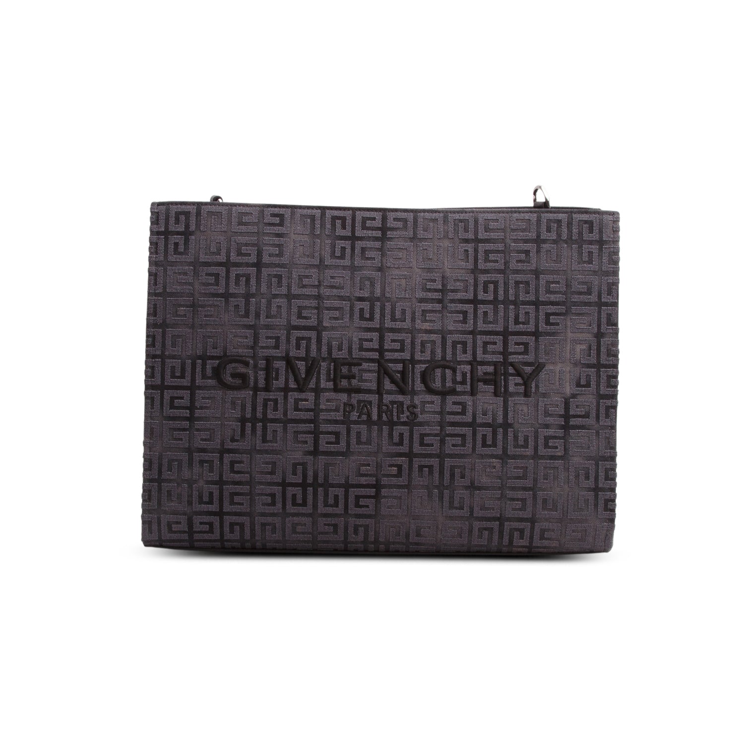 Givenchy 2023 Grey Canvas Jacquard 4G Medium Chain Tote w/ Strap