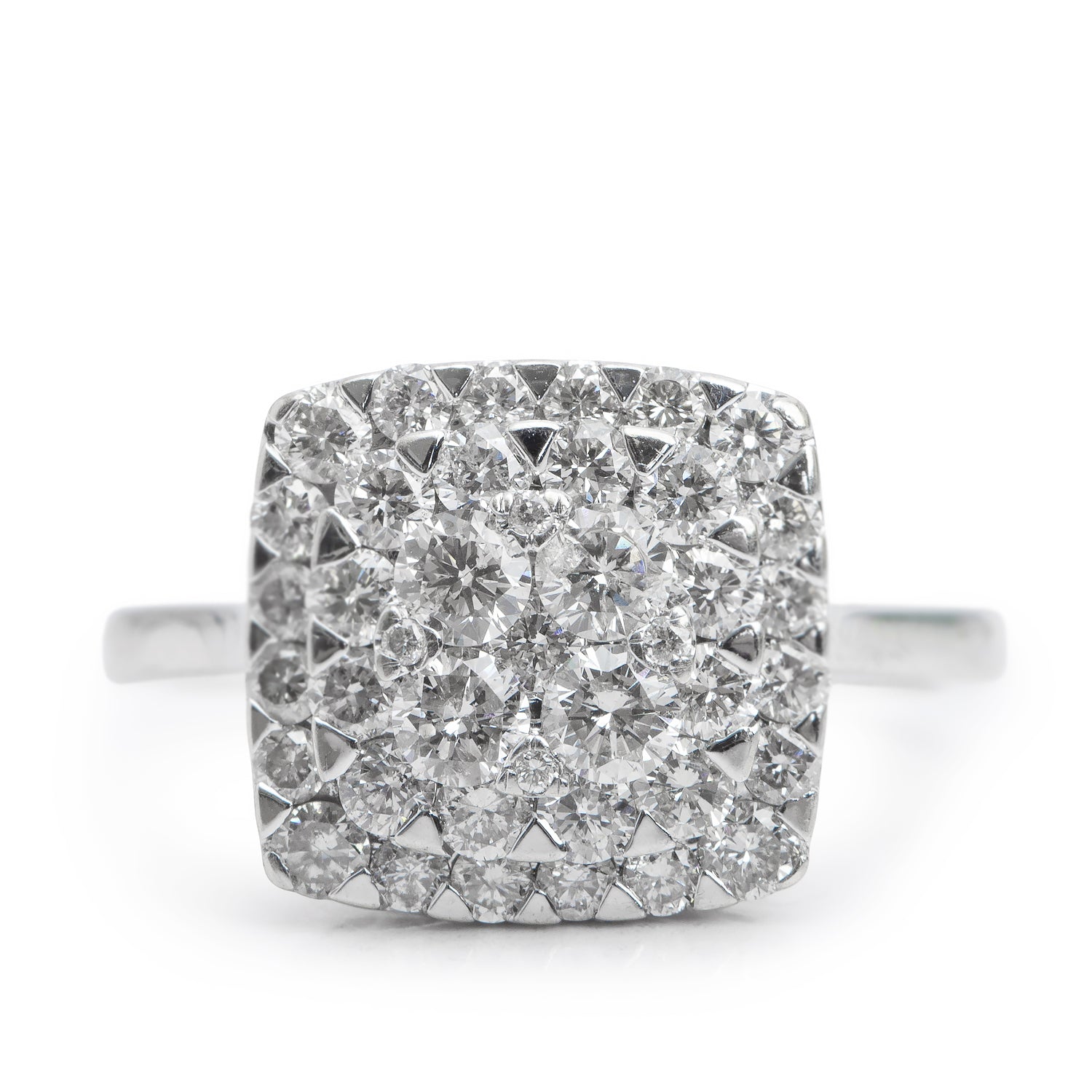 14k White Gold Cluster Diamond Ring, Size 7