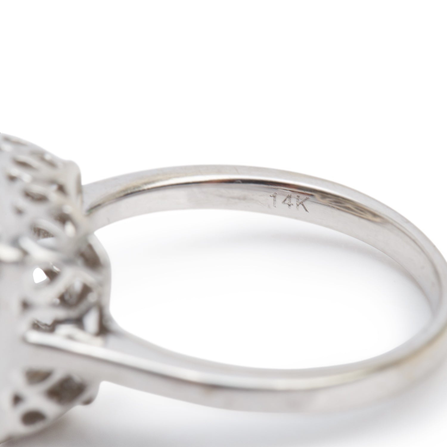 14k White Gold Cluster Diamond Ring, Size 7