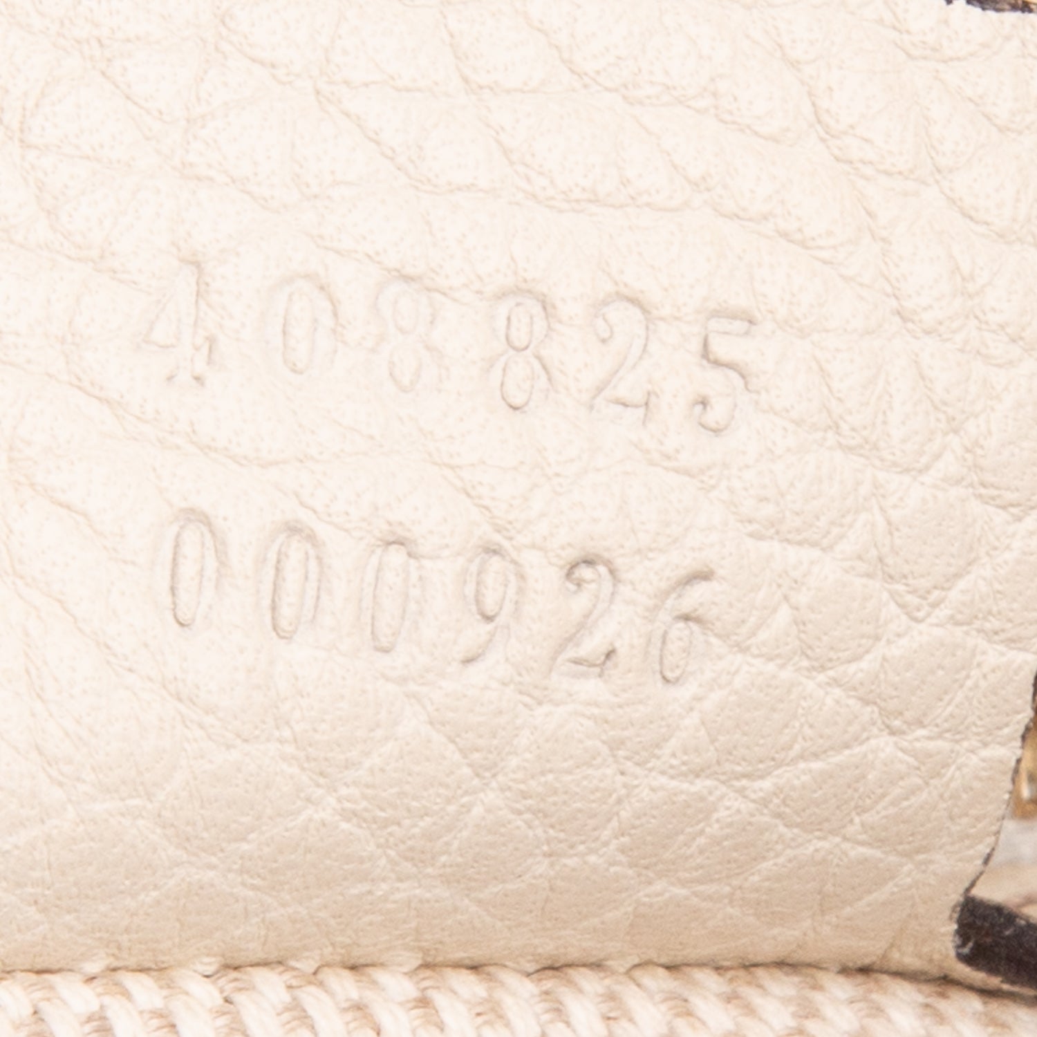 Gucci White Pebbled Calfskin Leather Convertible Soho Hobo Bag