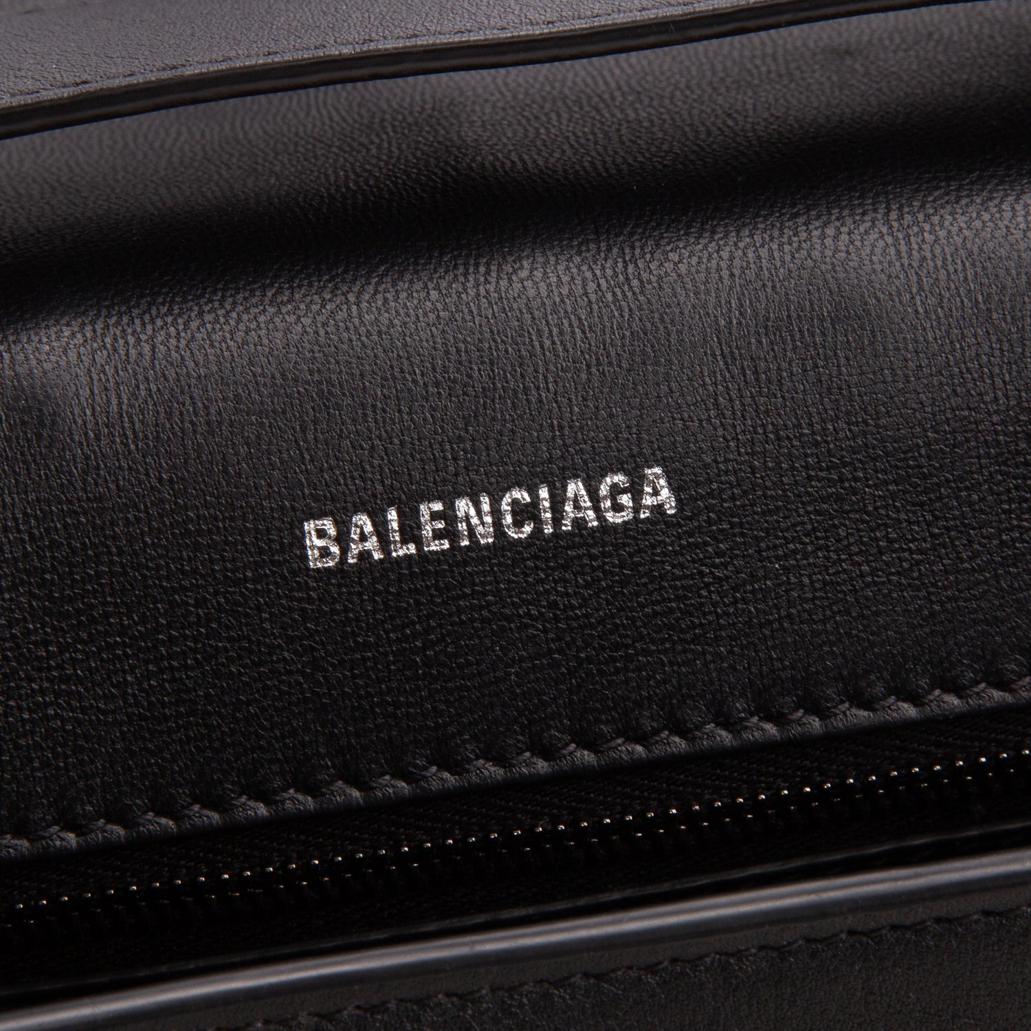 Balenciaga Black Semi Matte Soft Textured Calfskin Downtown Shoulder Bag