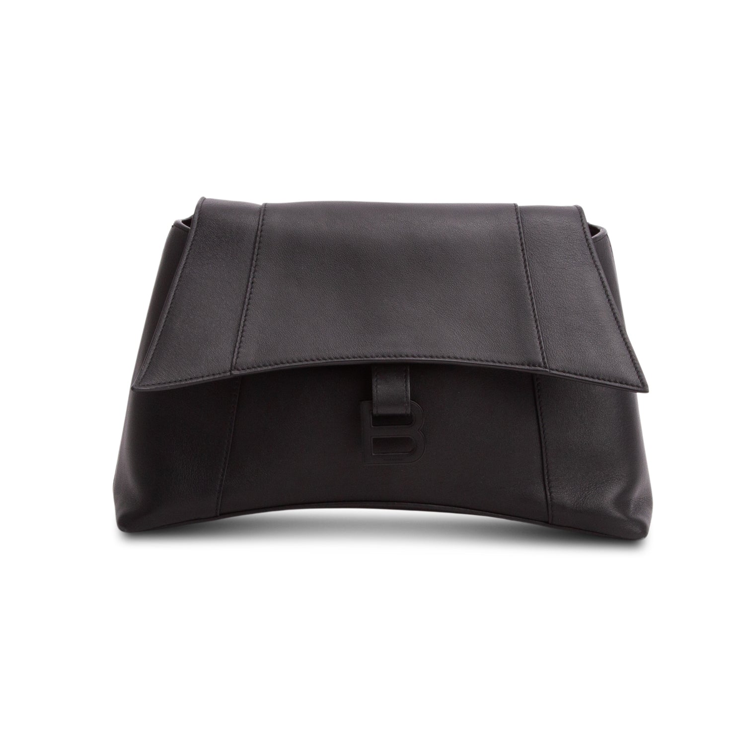 Balenciaga Black Semi Matte Soft Textured Calfskin Downtown Shoulder Bag