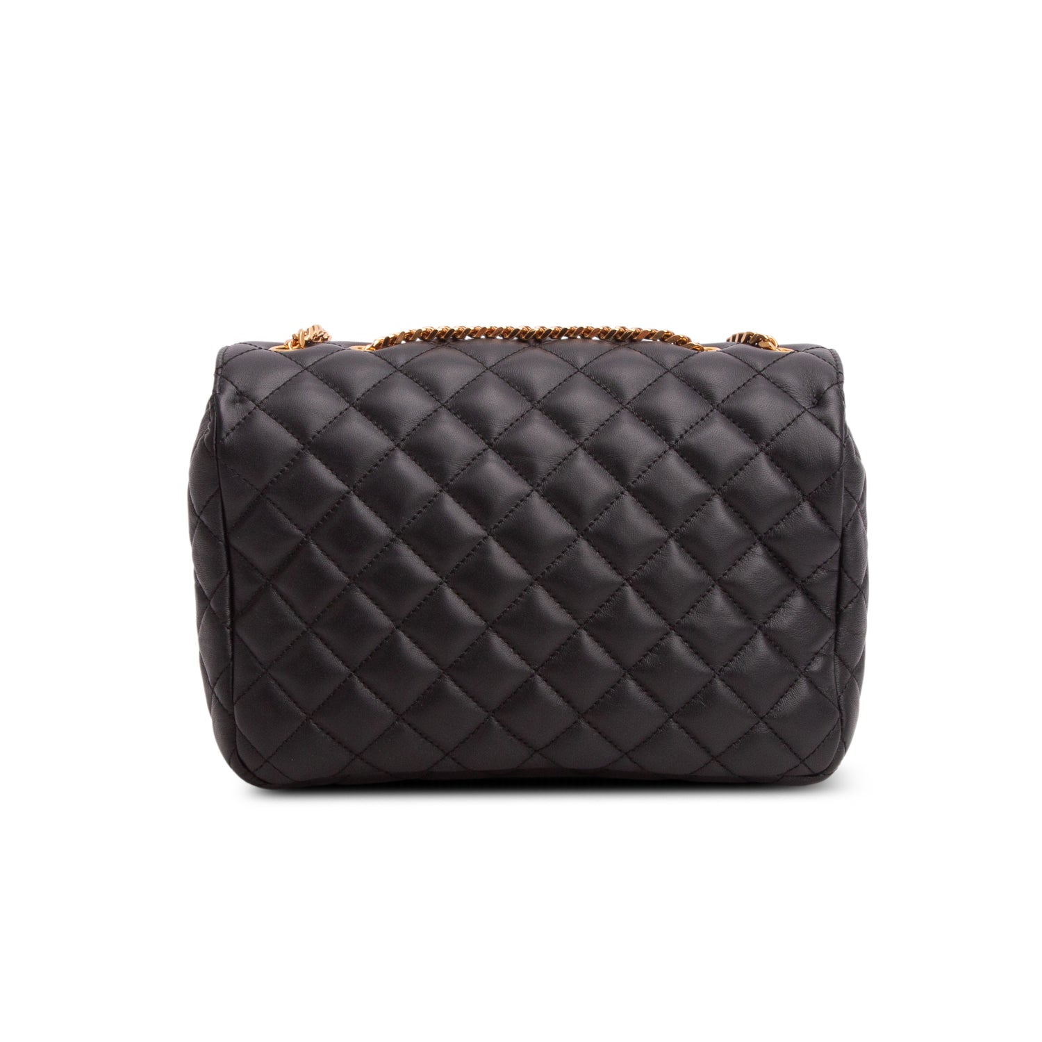 Versace Black Nappa Quilted Leather La Medusa Chain Shoulder Bag