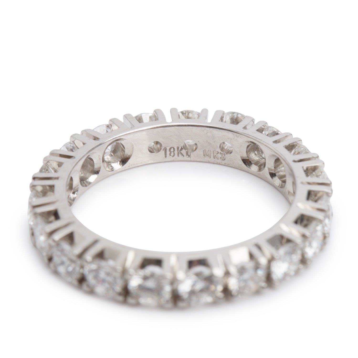 18k White Gold 2.85 tcw. Diamond Eternity Wedding Band Ring, Size 7.75