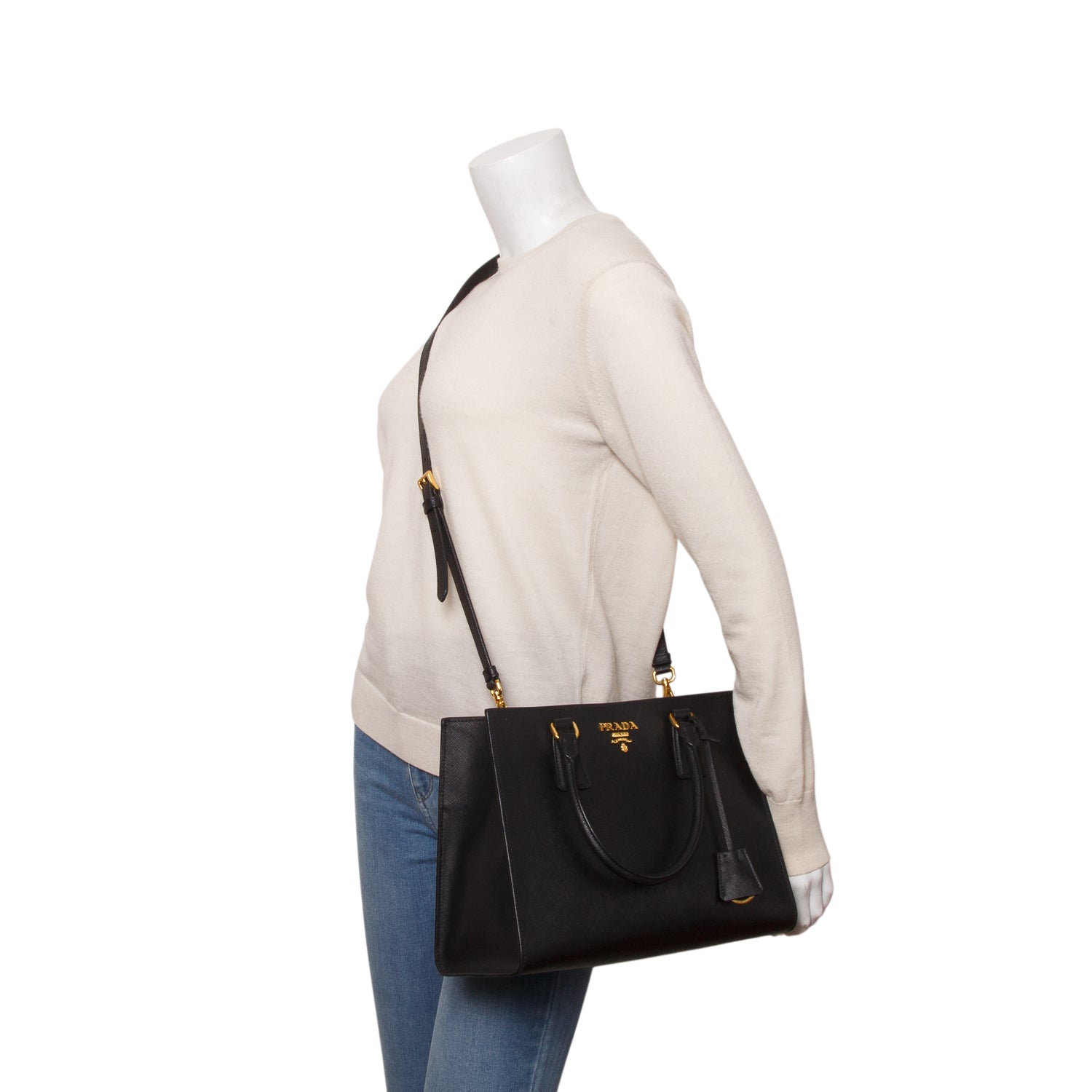 Prada Black Saffiano Lux Tote w/ Strap