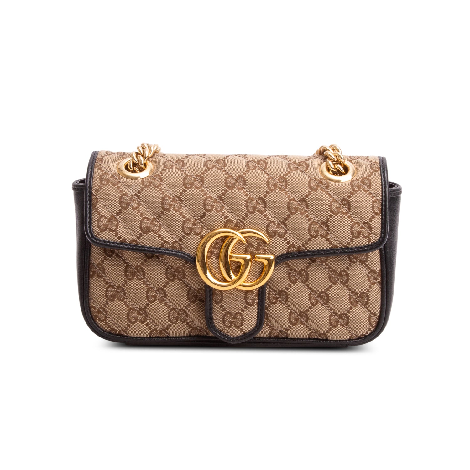 Gucci Monogram Matelasse Diagonal Small GG Marmont Shoulder Bag w/ Box
