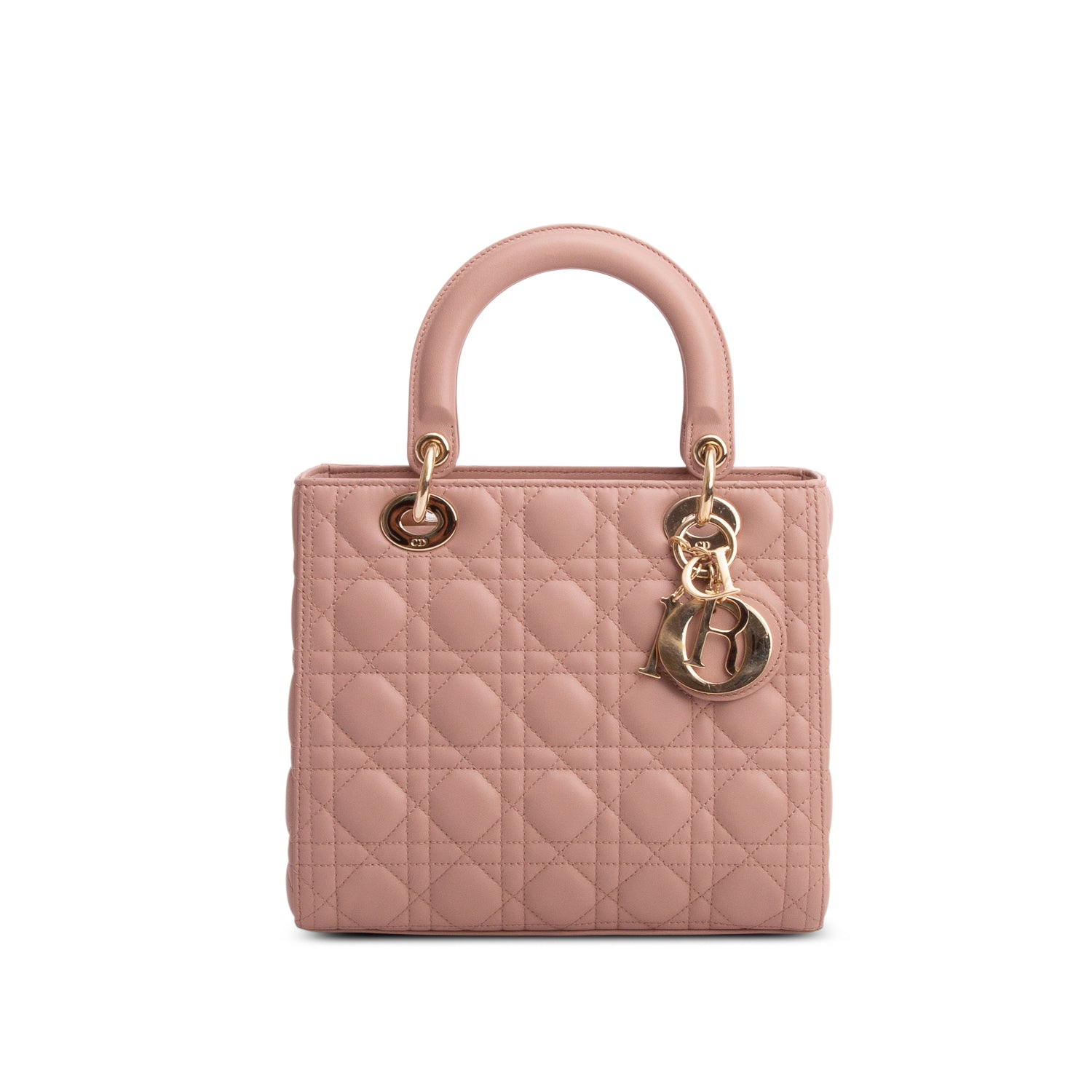 Christian Dior 2021 Pink Cannage Lambskin Leather Medium Lady Dior Bag w/ Box, Strap & Authenticity Card