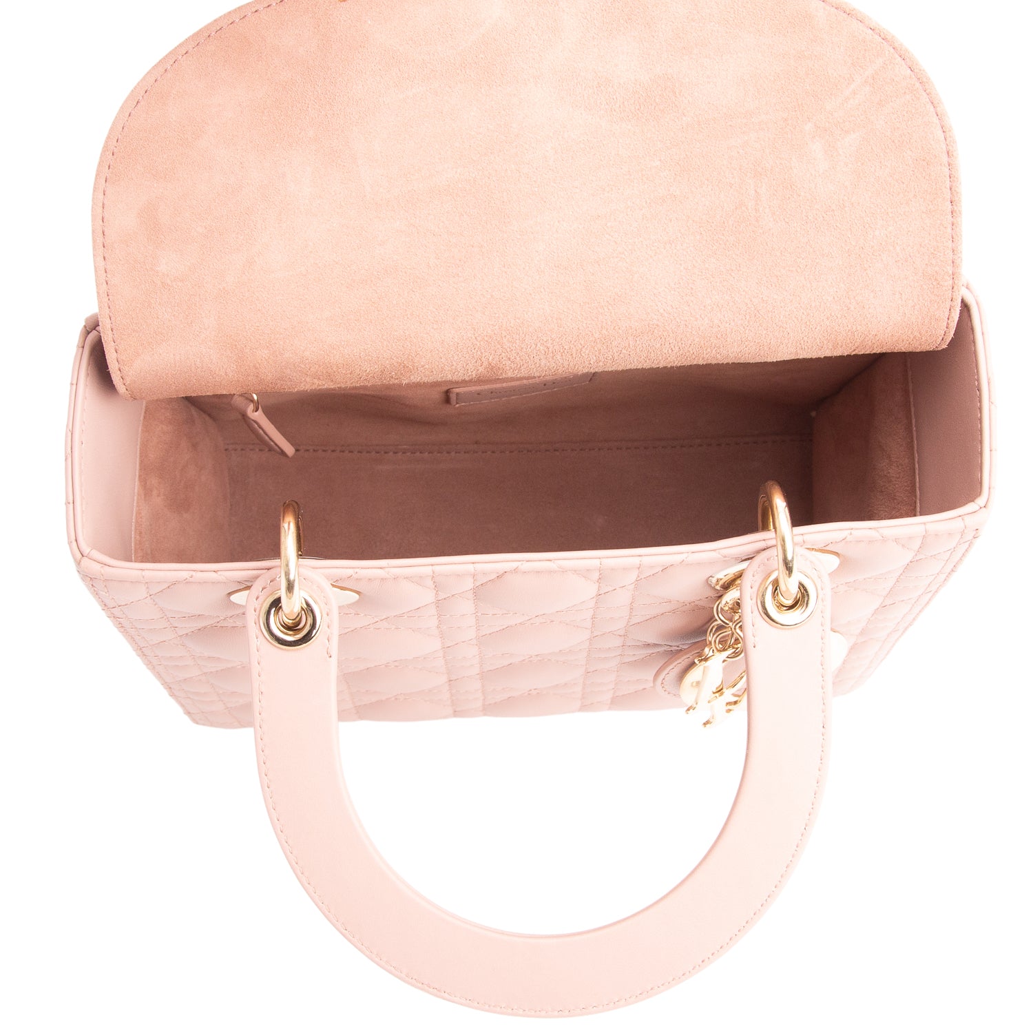 Christian Dior 2021 Pink Cannage Lambskin Leather Medium Lady Dior Bag w/ Box, Strap & Authenticity Card