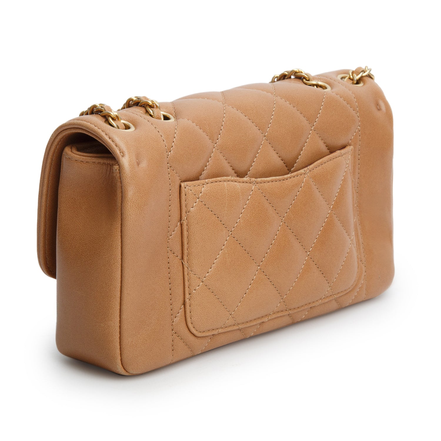 Chanel Brown Lambskin Quilted Small Diana Re-Issue Double Flap w/ Authenticity Card