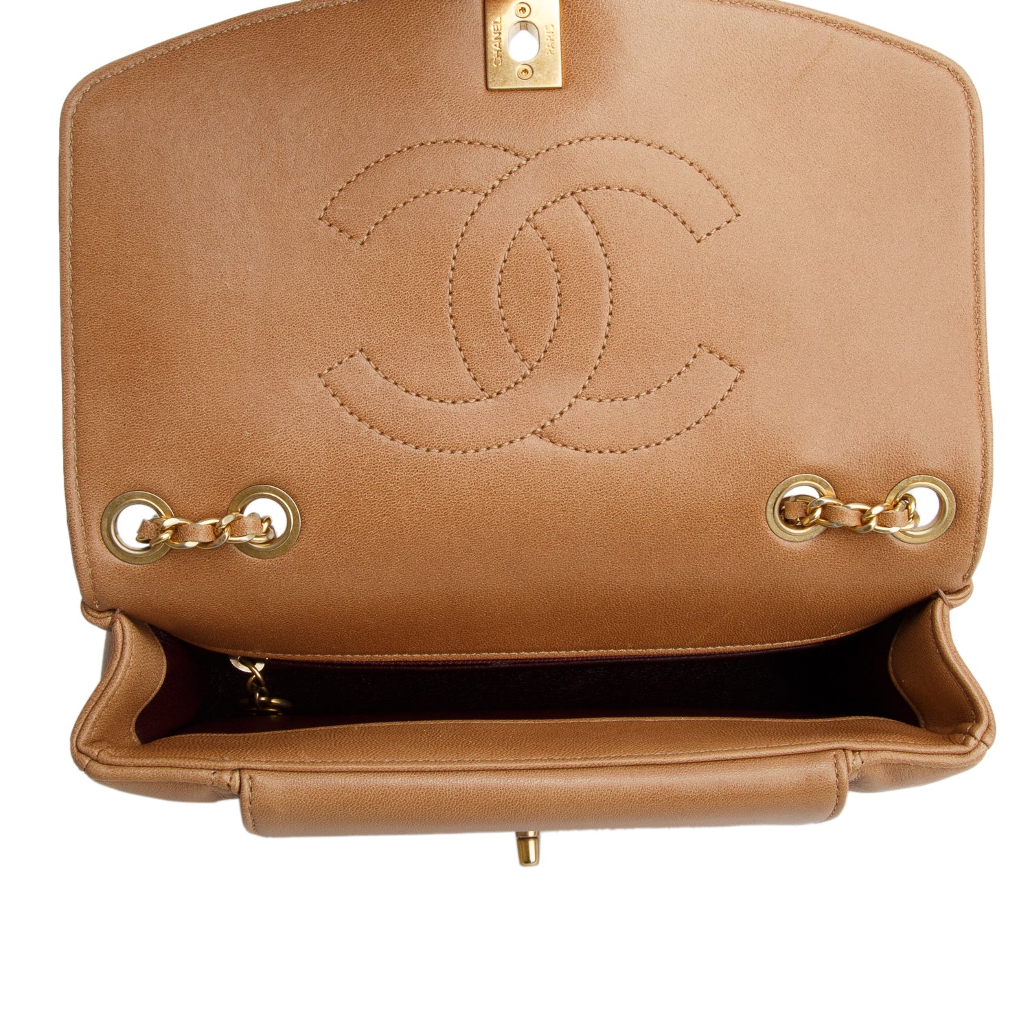 Chanel Brown Lambskin Quilted Small Diana Re-Issue Double Flap w/ Authenticity Card