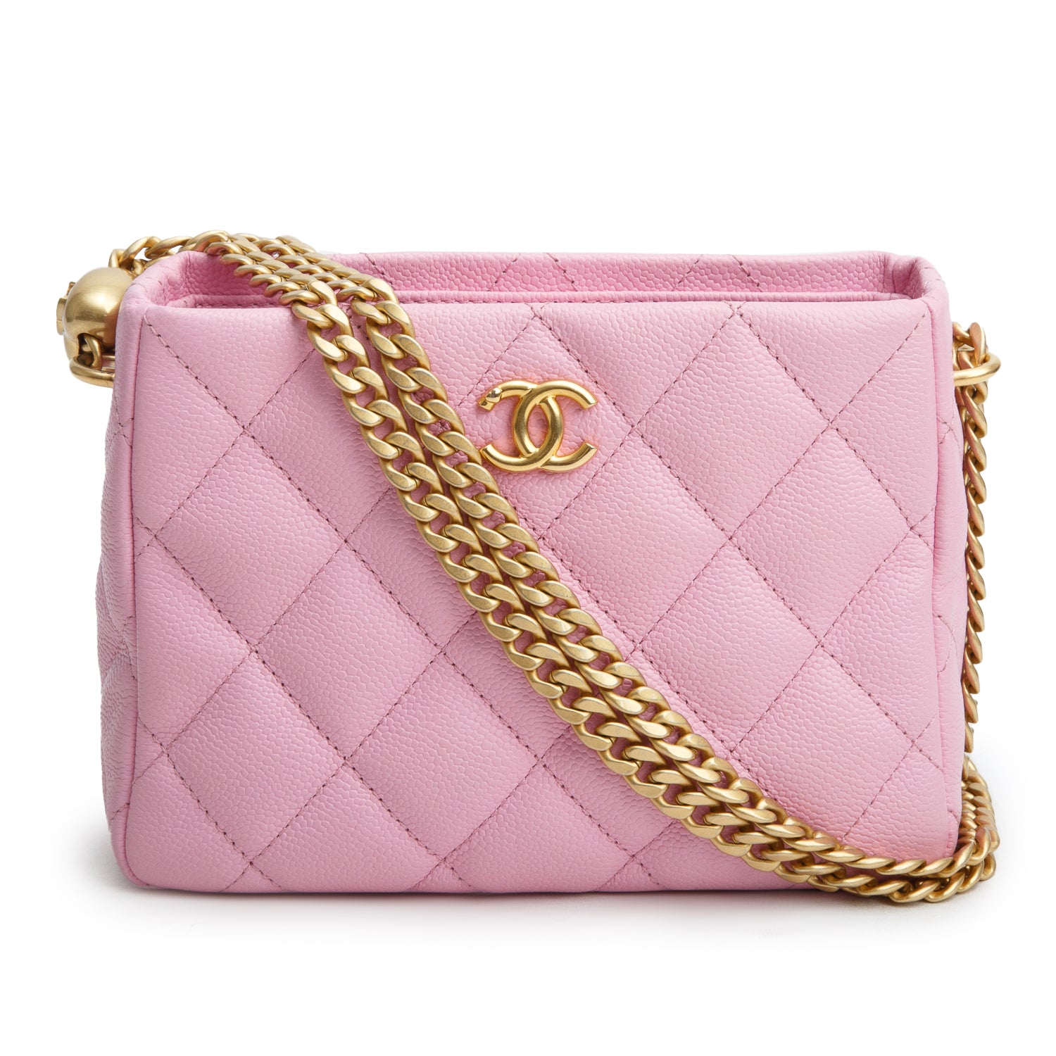 Chanel Pink Caviar Quilted Mini Pearl Crush Hobo w/ Box