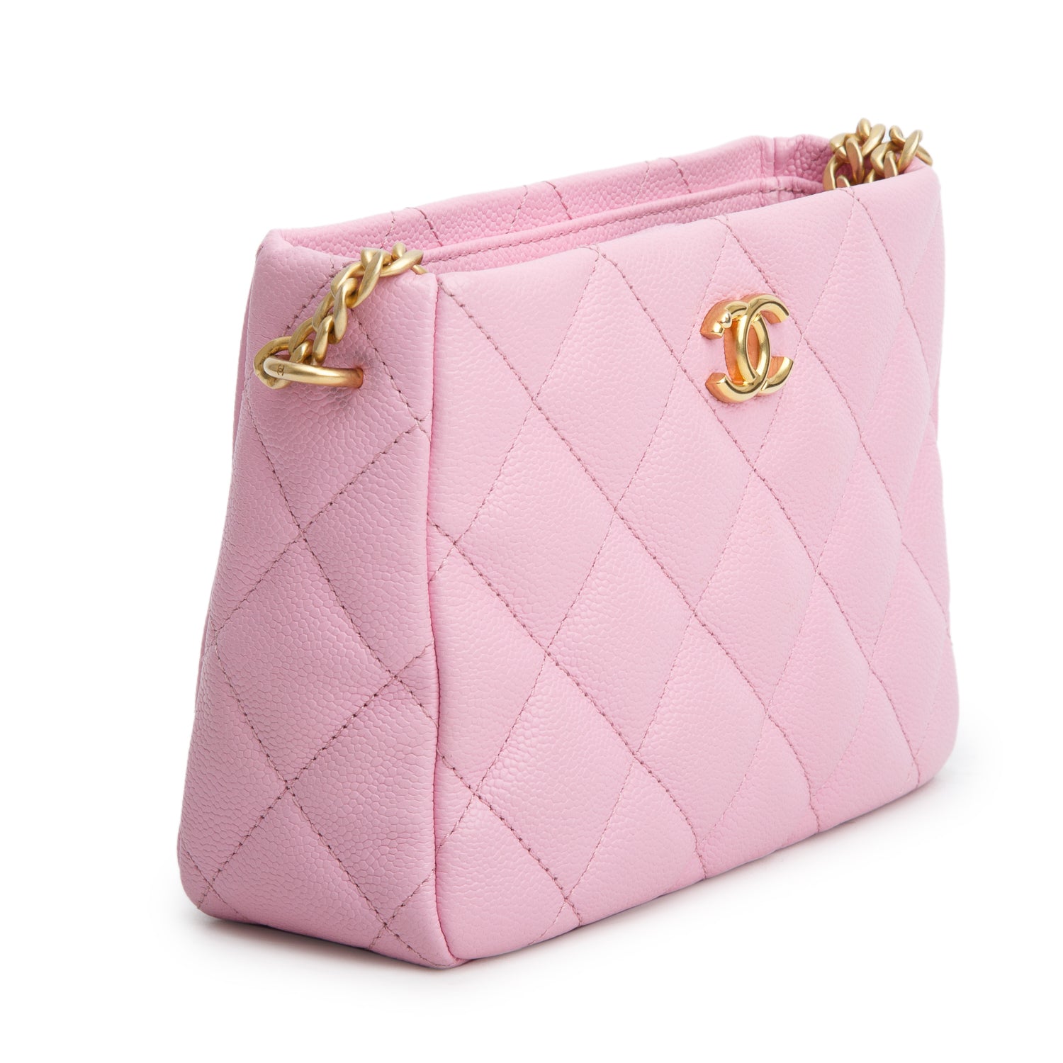 Chanel Pink Caviar Quilted Mini Pearl Crush Hobo w/ Box