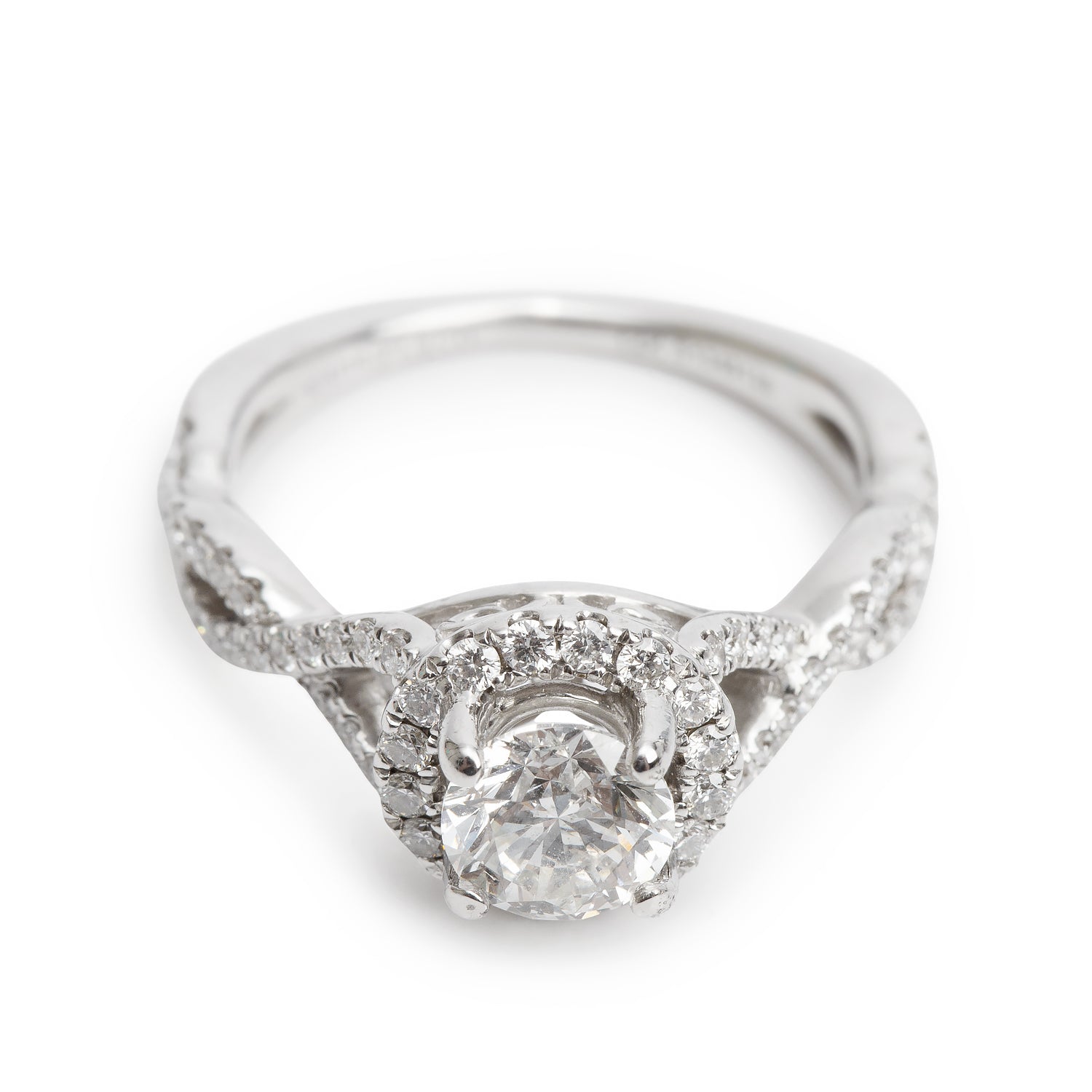 14k White Gold 0.76 ct. Round Cut Diamond Engagement Ring, Size 5