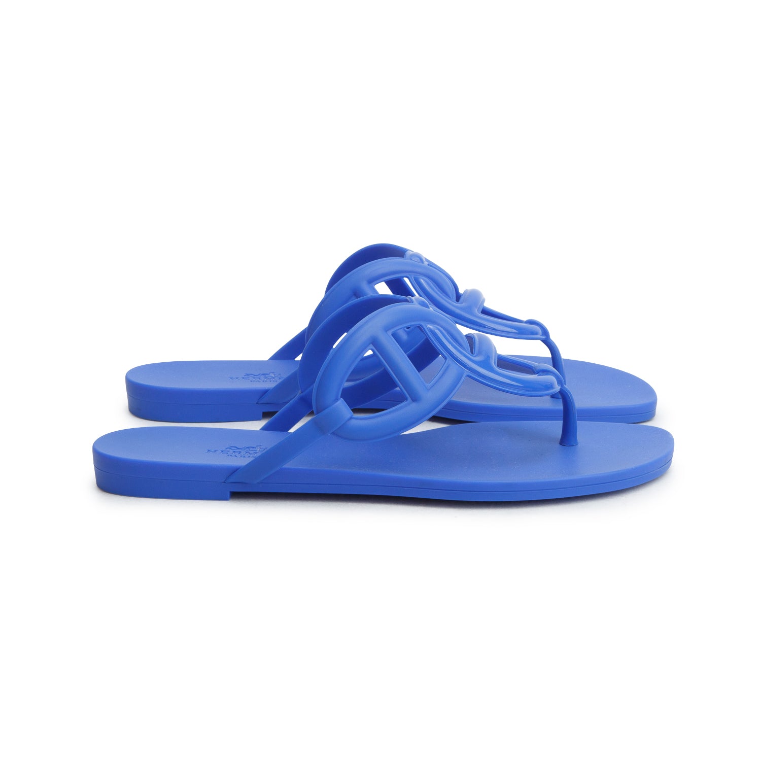 Hermes Royal Blue Rubber Egerie Sandals, Women's Size 36 w/ Box