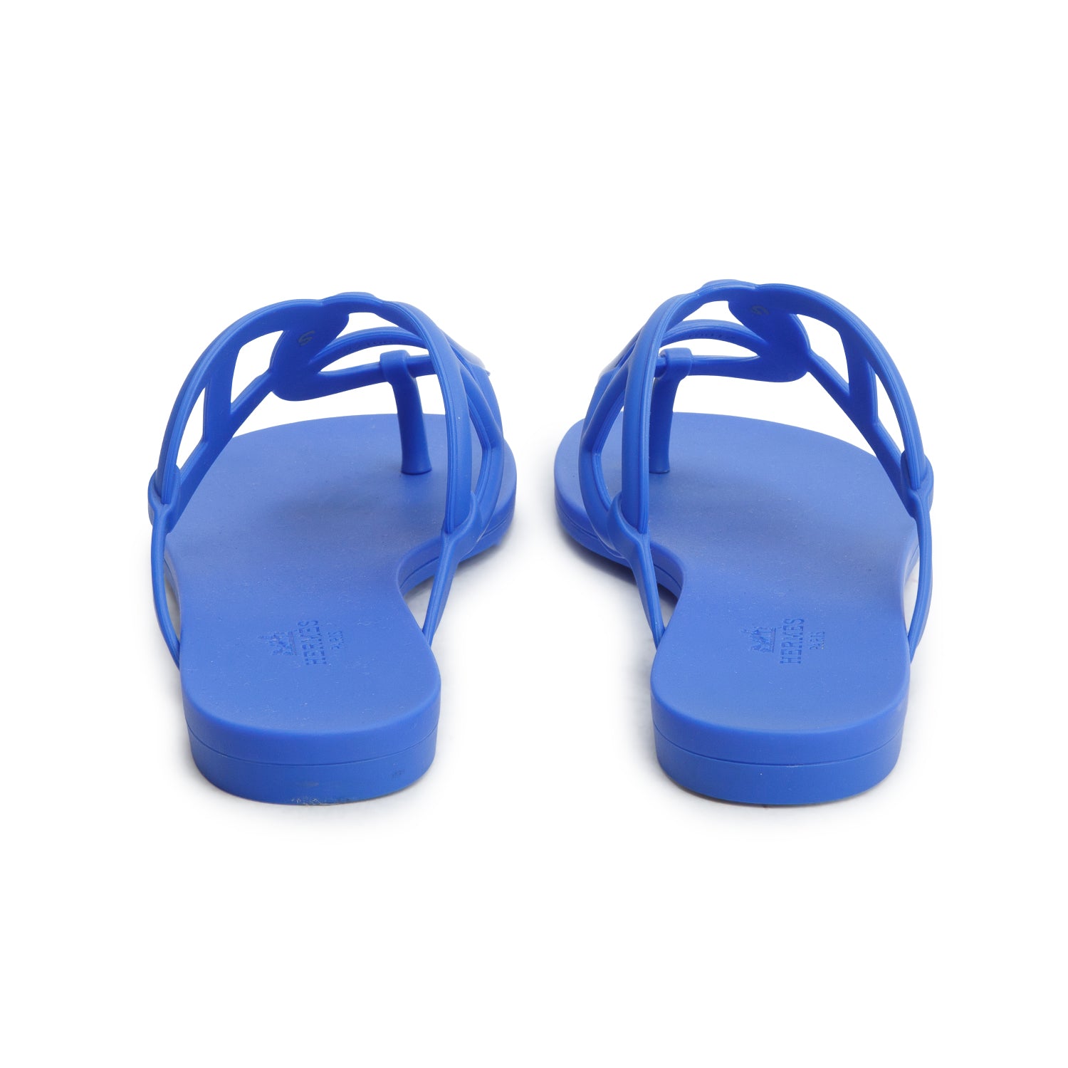 Hermes Royal Blue Rubber Egerie Sandals, Women's Size 36 w/ Box