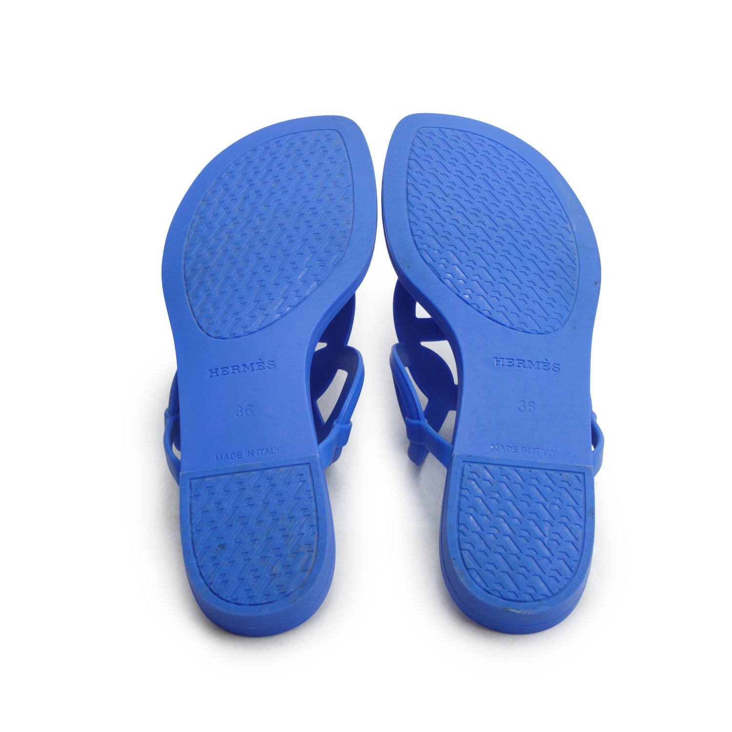 Hermes Royal Blue Rubber Egerie Sandals, Women's Size 36 w/ Box