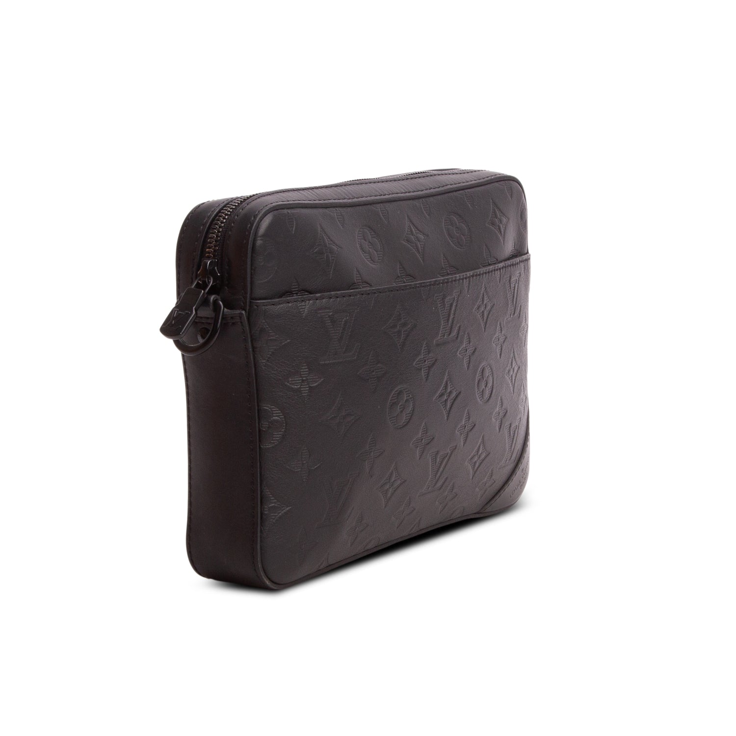 Louis Vuitton 2022 Black Calfskin Monogram Shadow Due Messenger Bag w/ Box & Receipt