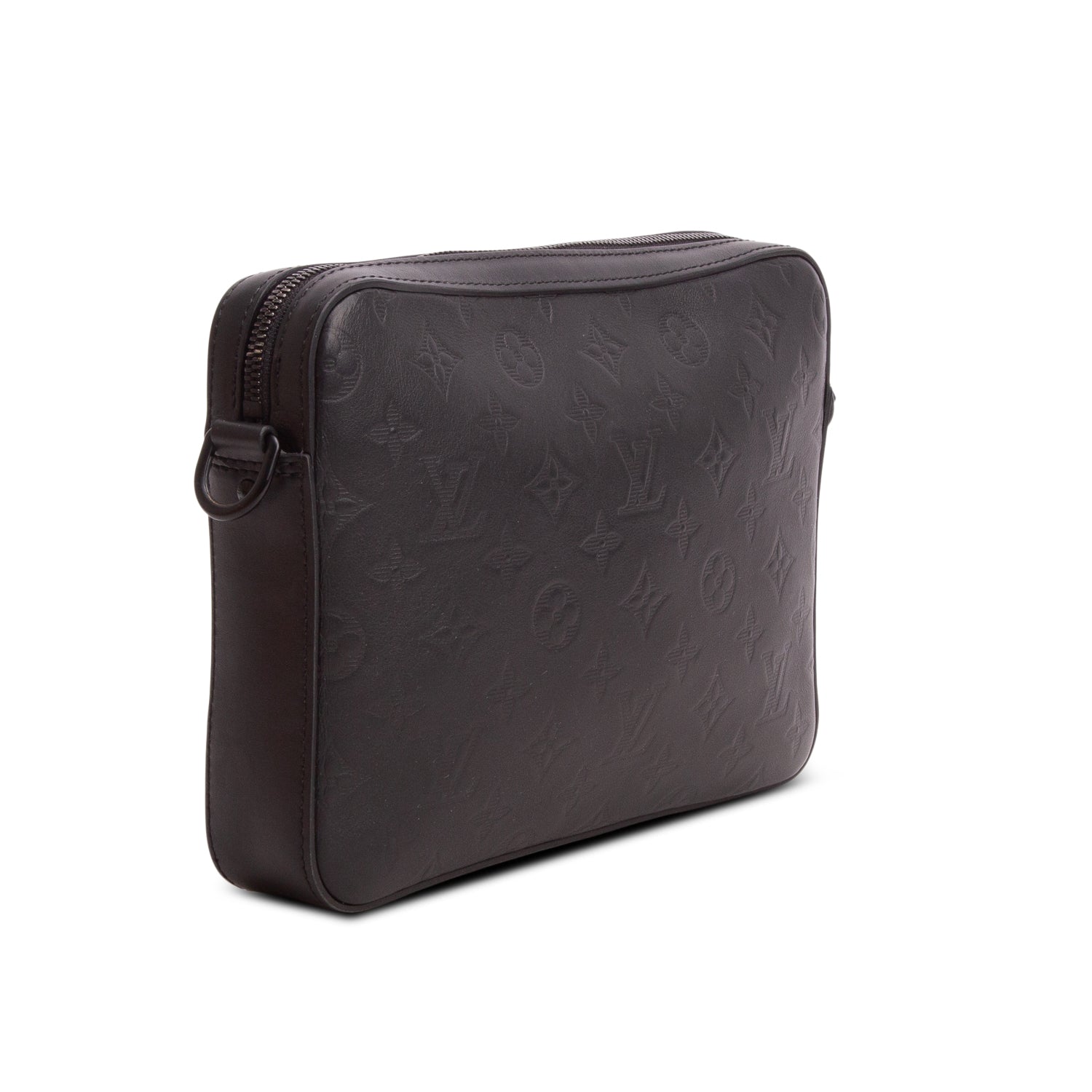 Louis Vuitton 2022 Black Calfskin Monogram Shadow Due Messenger Bag w/ Box & Receipt