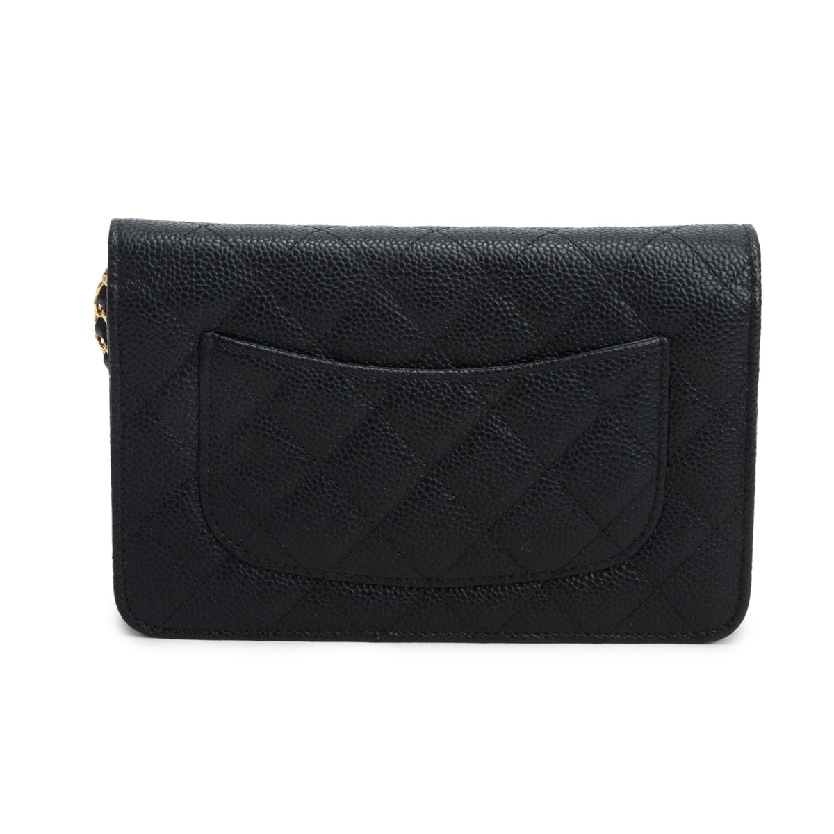 Chanel Black Quilted Caviar Classic Wallet on Chain w/ Authenticity Card