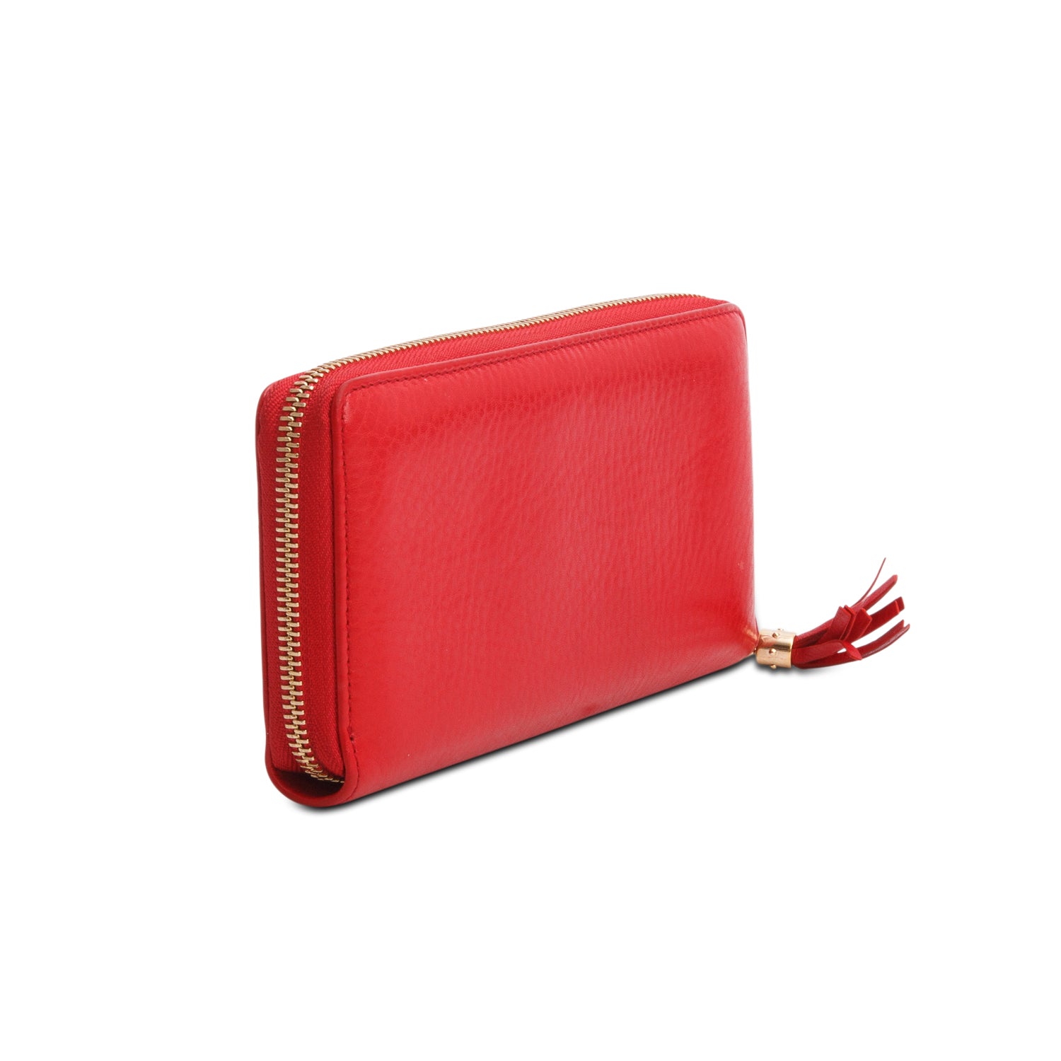 Gucci Red Pebbled Calfskin Soho Zip Around Wallet w/ Box