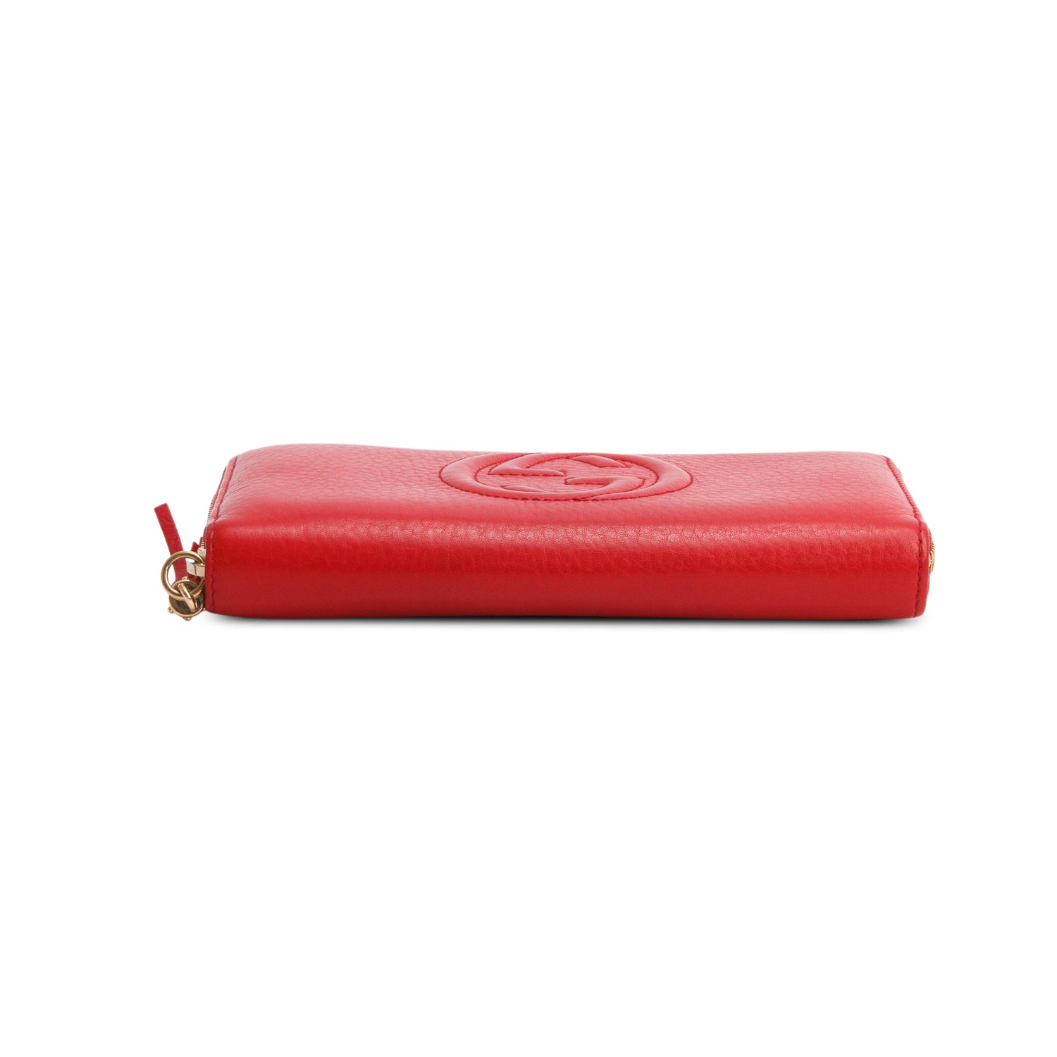 Gucci Red Pebbled Calfskin Soho Zip Around Wallet w/ Box