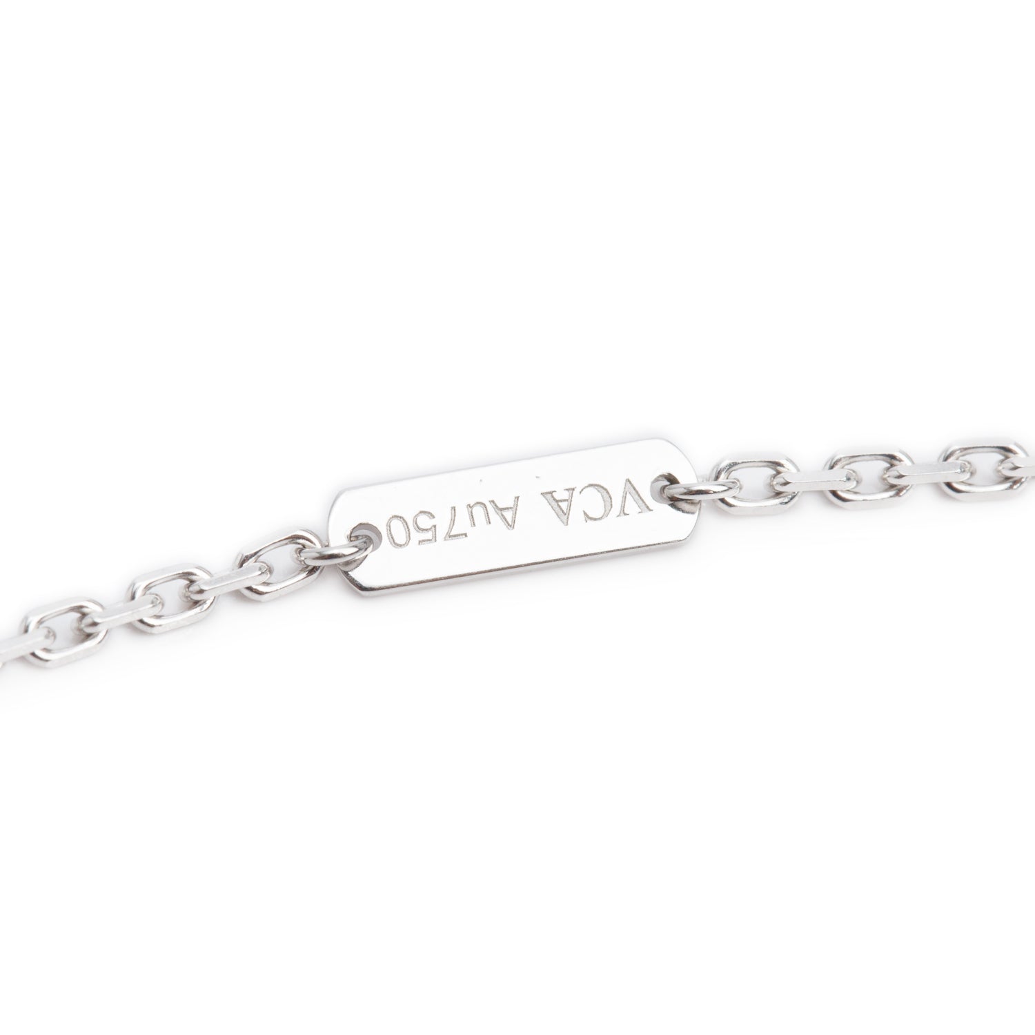 Van Cleef & Arpels 2025 18k White Gold Chalcedony Magic Alhambra Long Necklace, 1 Motif w/ Box & Certificate