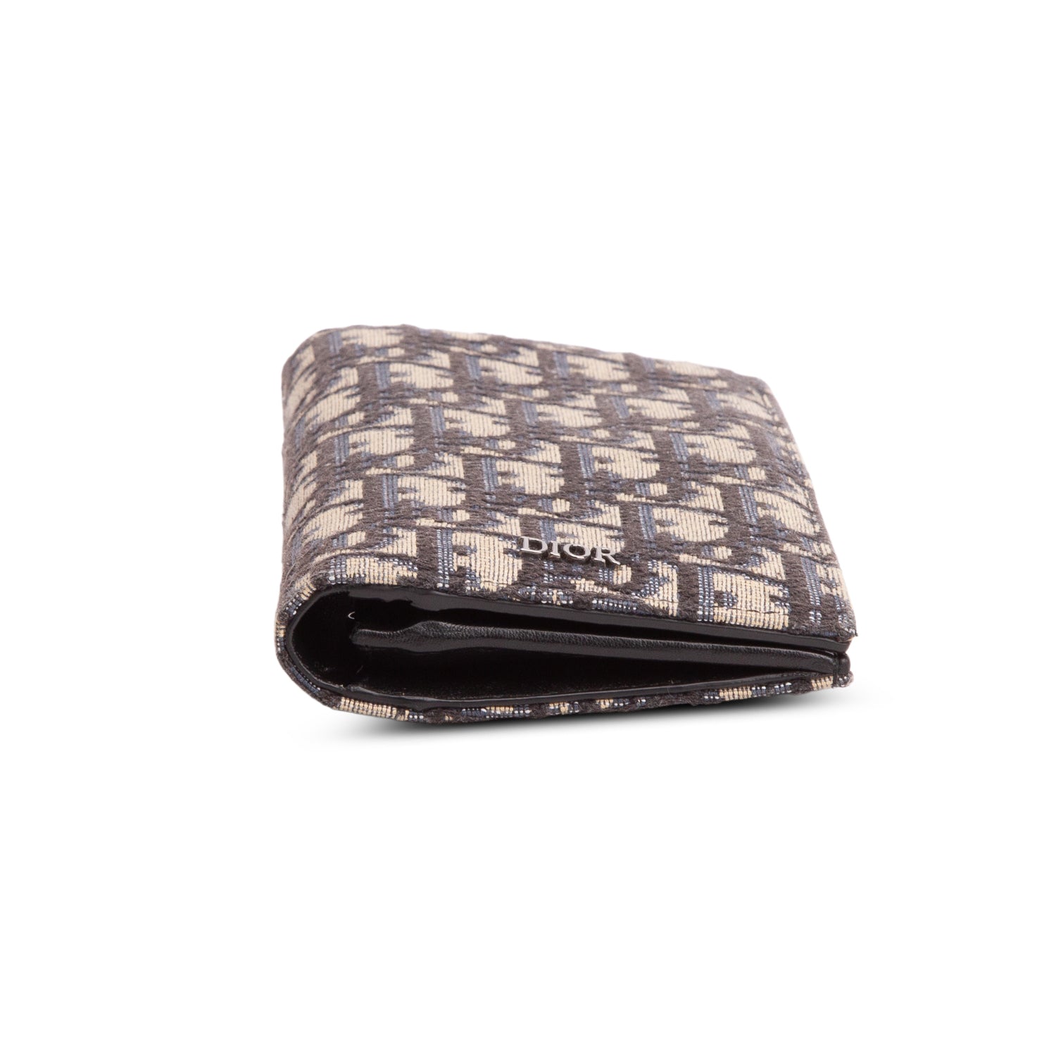 Christian Dior 2022 Blue Oblique Jacquard Long Bifold Wallet w/ Box