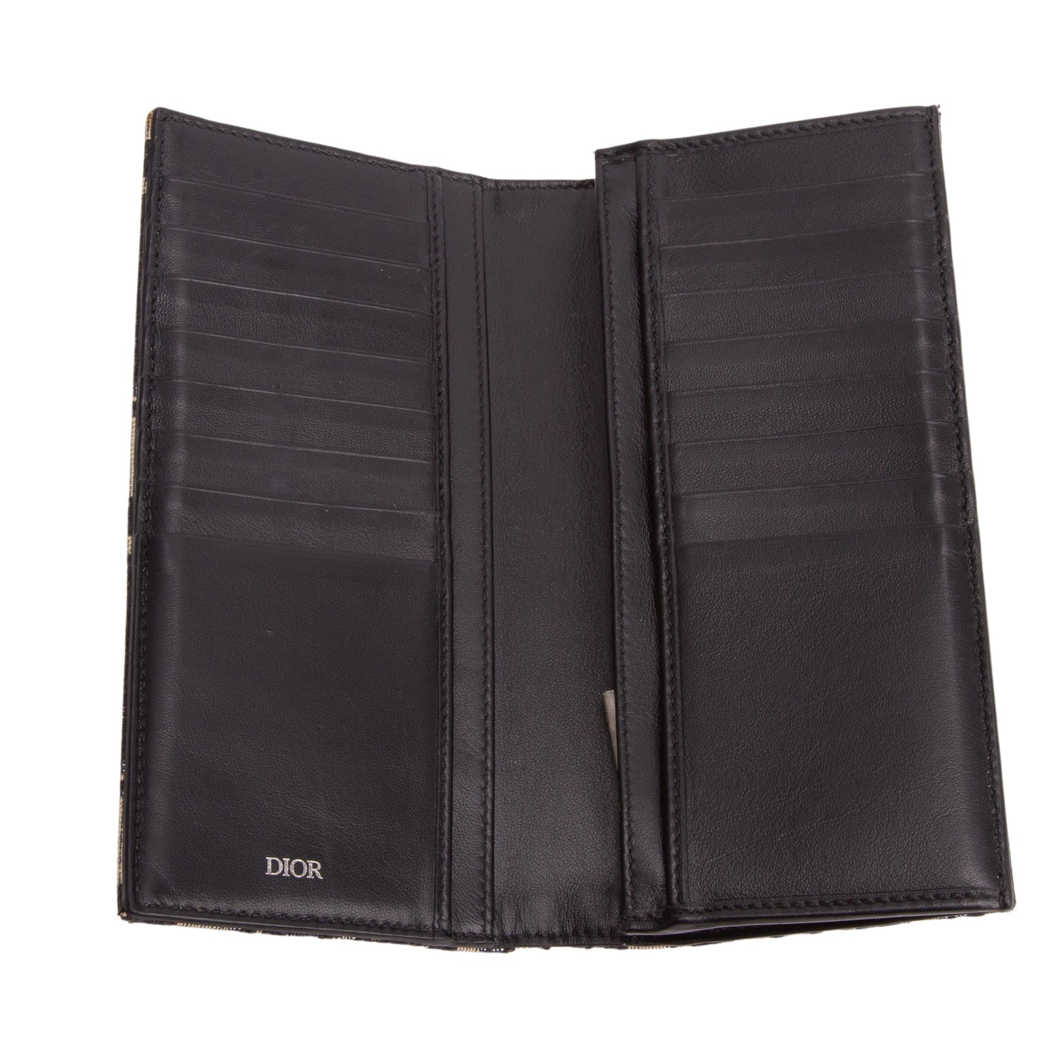 Christian Dior 2022 Blue Oblique Jacquard Long Bifold Wallet w/ Box